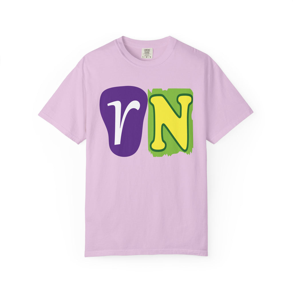 RN Block Letter T-Shirt — Playful Color-Block Initial Tee