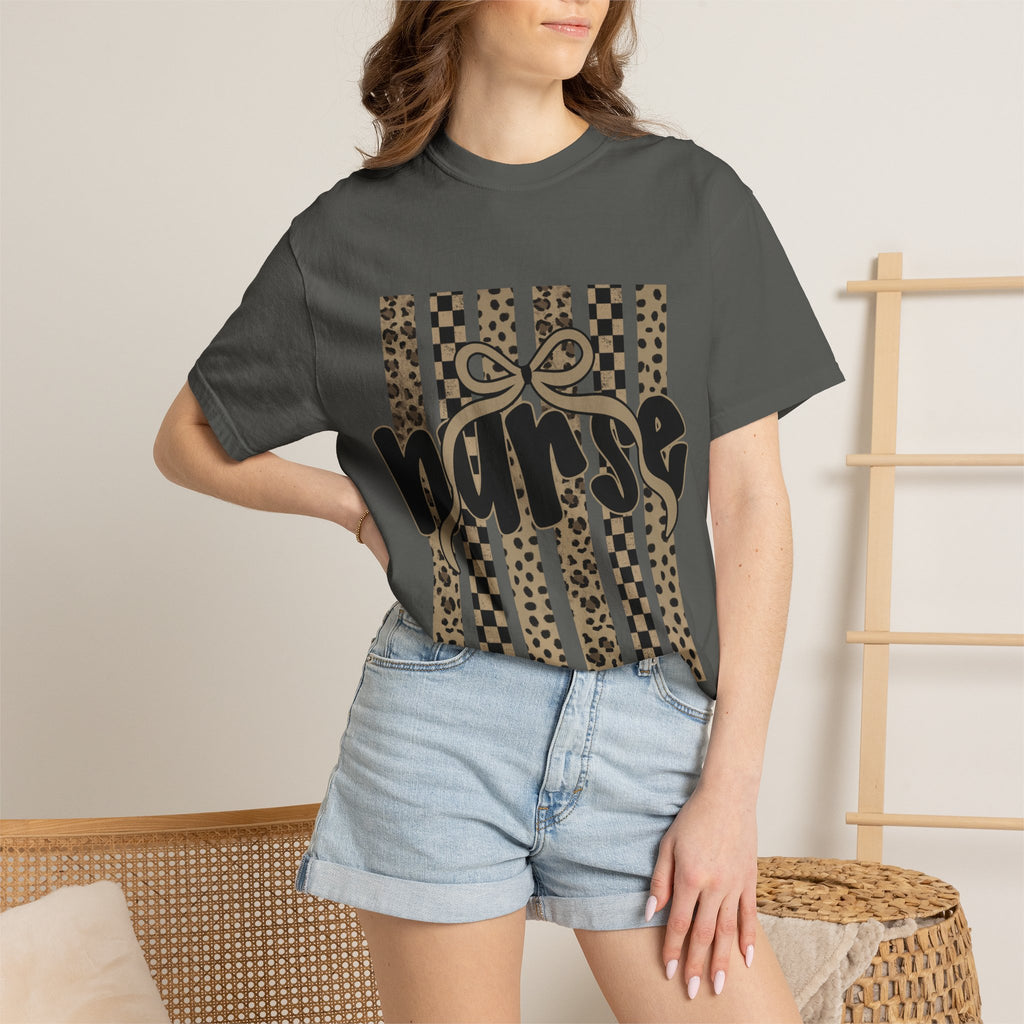 Nurse Leopard Stripes Graphic T-Shirt