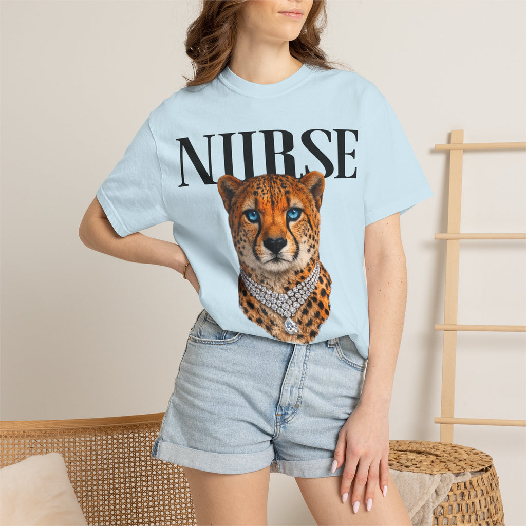 Nurse Cheetah Graphic T-Shirt — Stylish Medical Professional Tee