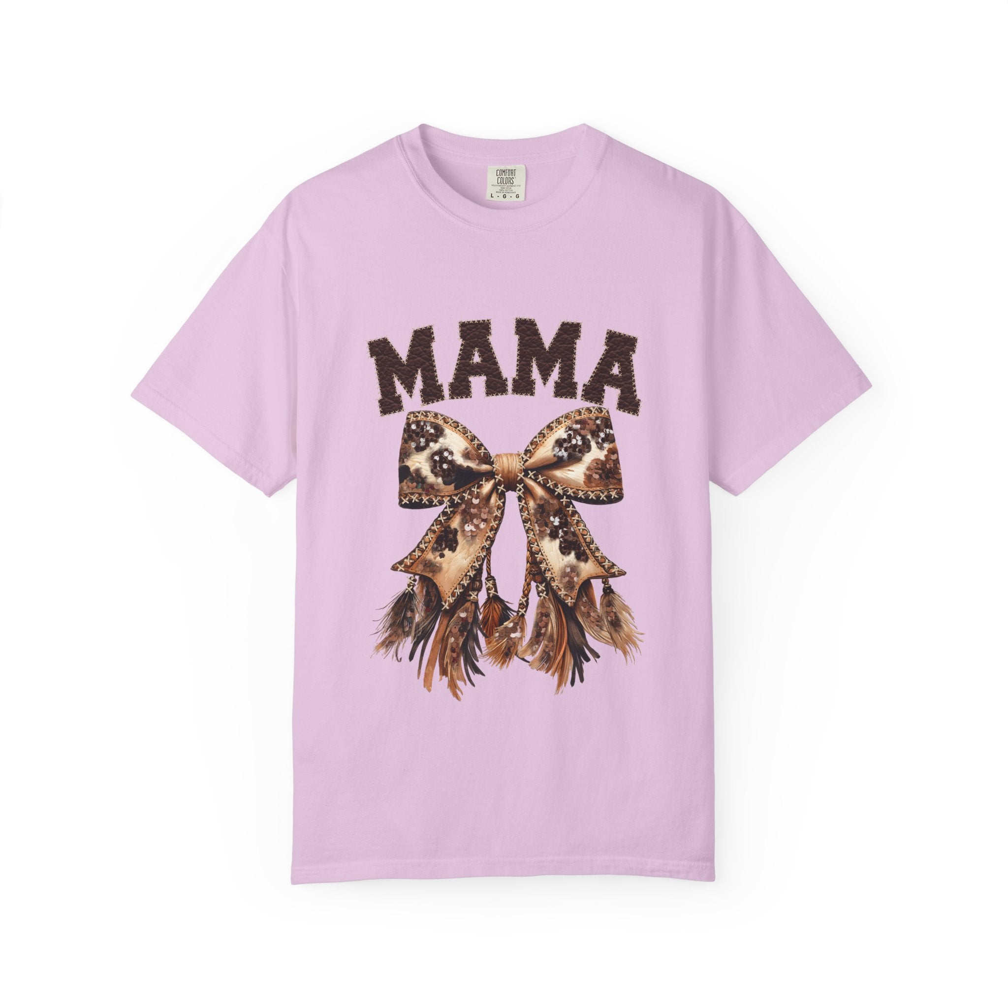 Mama Leopard Bow T‑Shirt – Floral Fringe Mom Tee