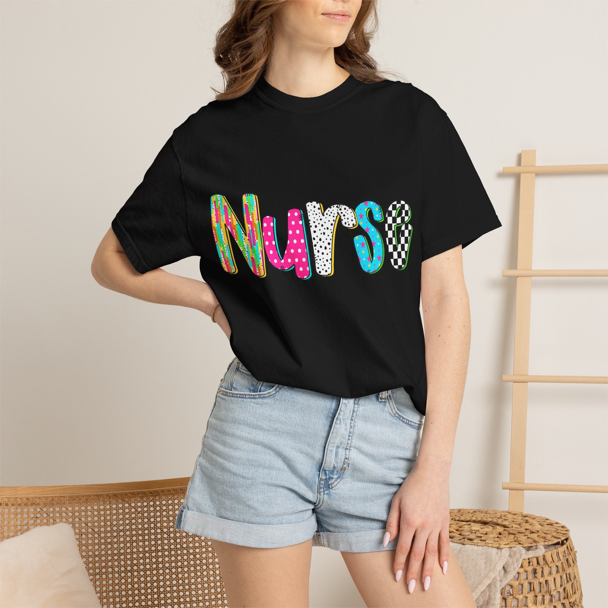 Nurse Colorful Pattern Graphic T-Shirt