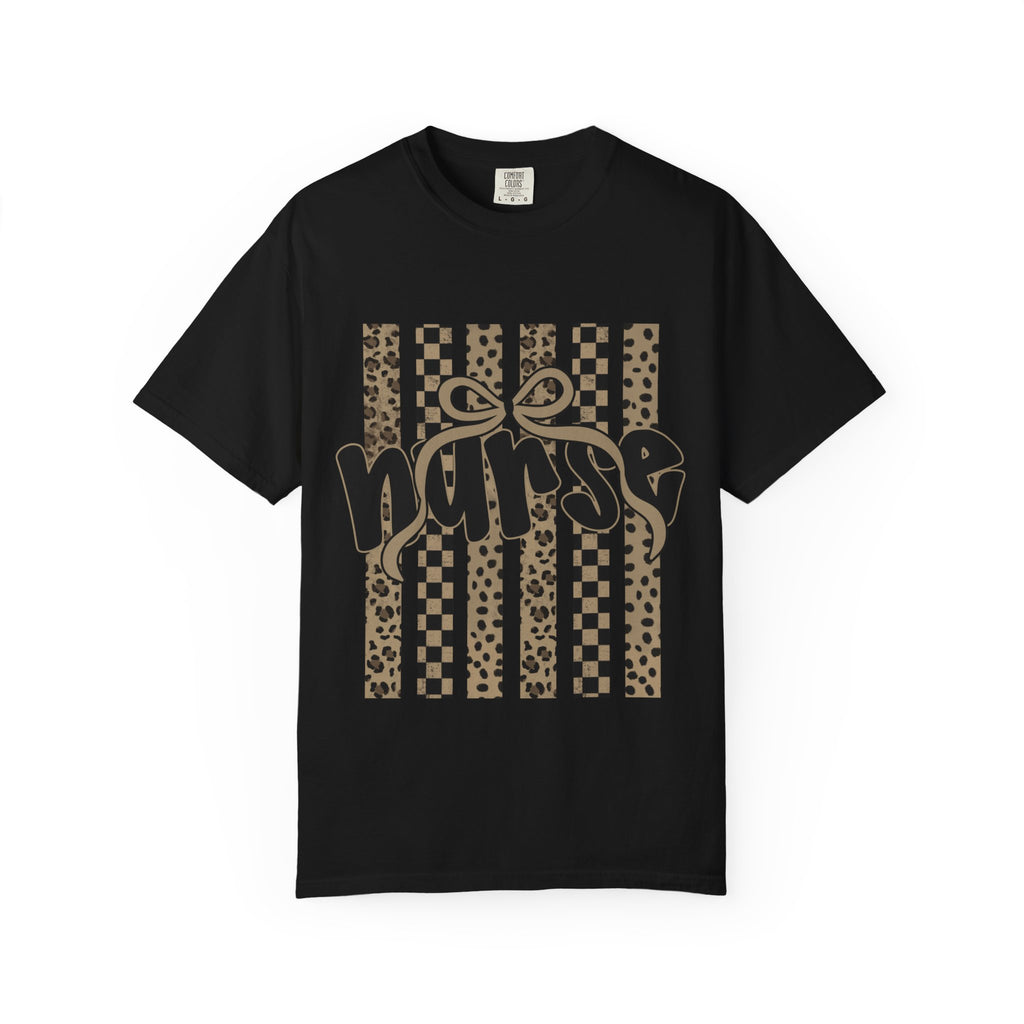 Nurse Leopard Stripes Graphic T-Shirt