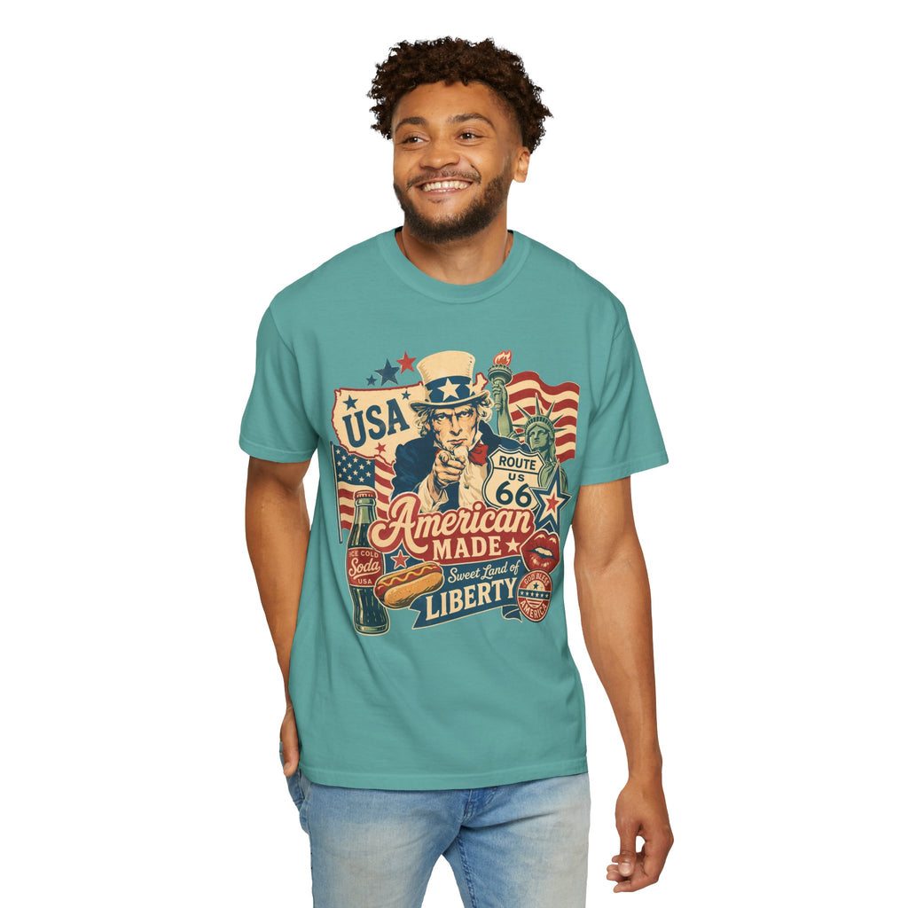 American Made Liberty T-Shirt — Vintage Uncle Sam Route 66 USA Graphic
