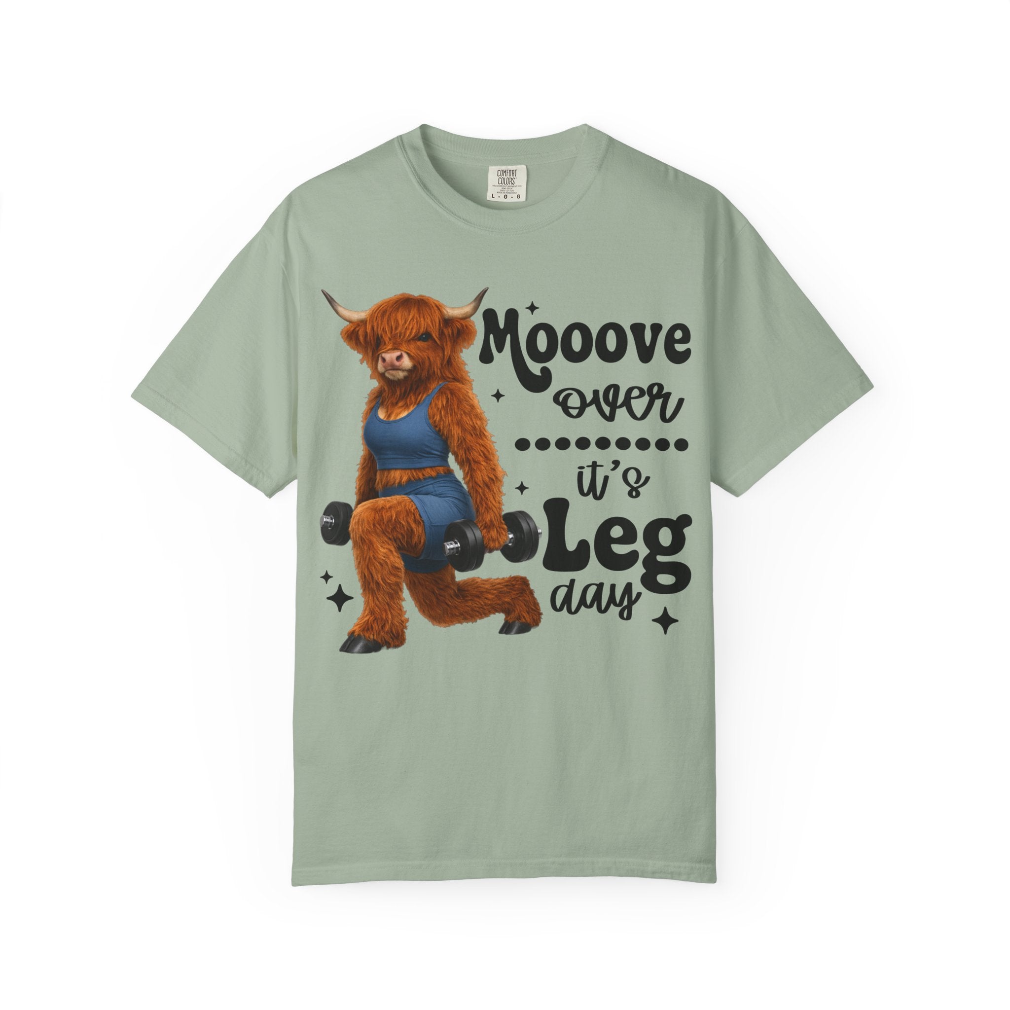 Leg Day Cow Graphic T-Shirt — "Mooove Over It's Leg Day" Funny Gym Tee