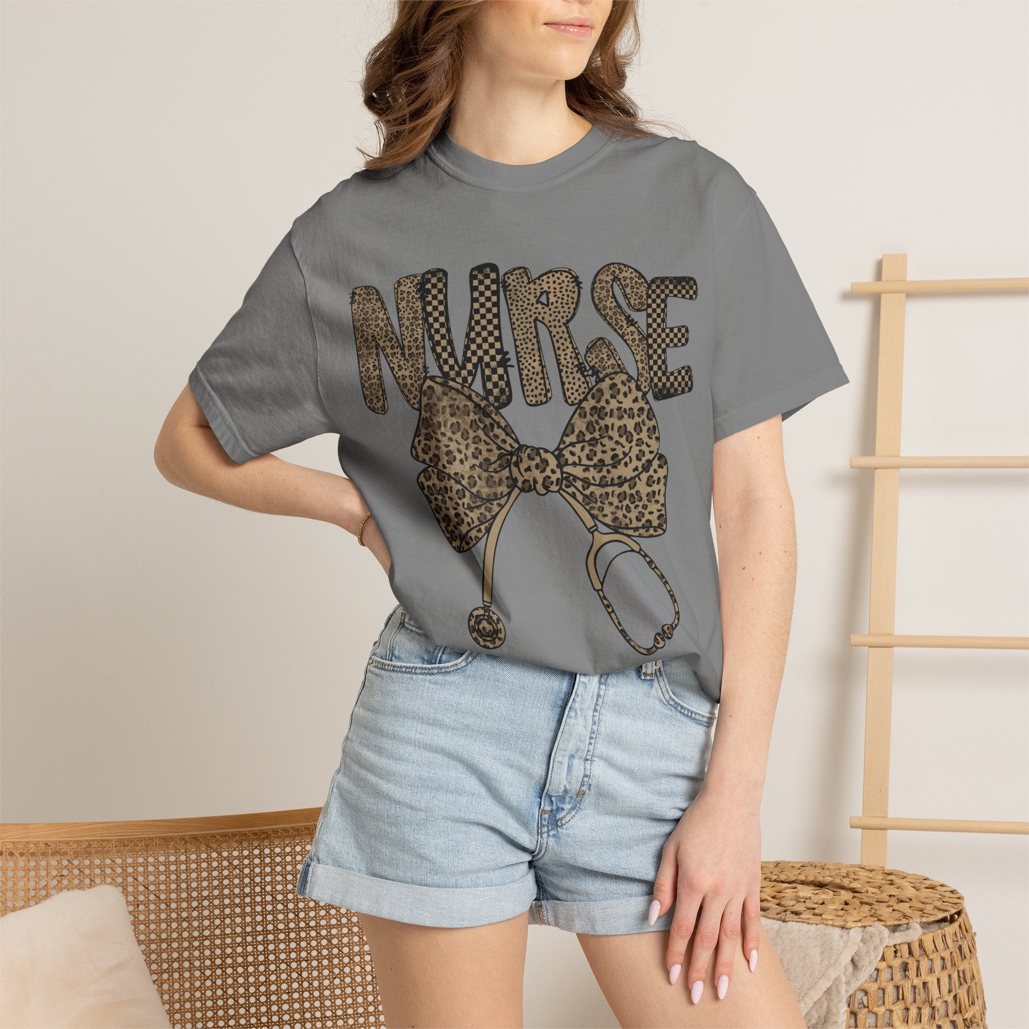 Nurse Leopard Print Stethoscope T-Shirt