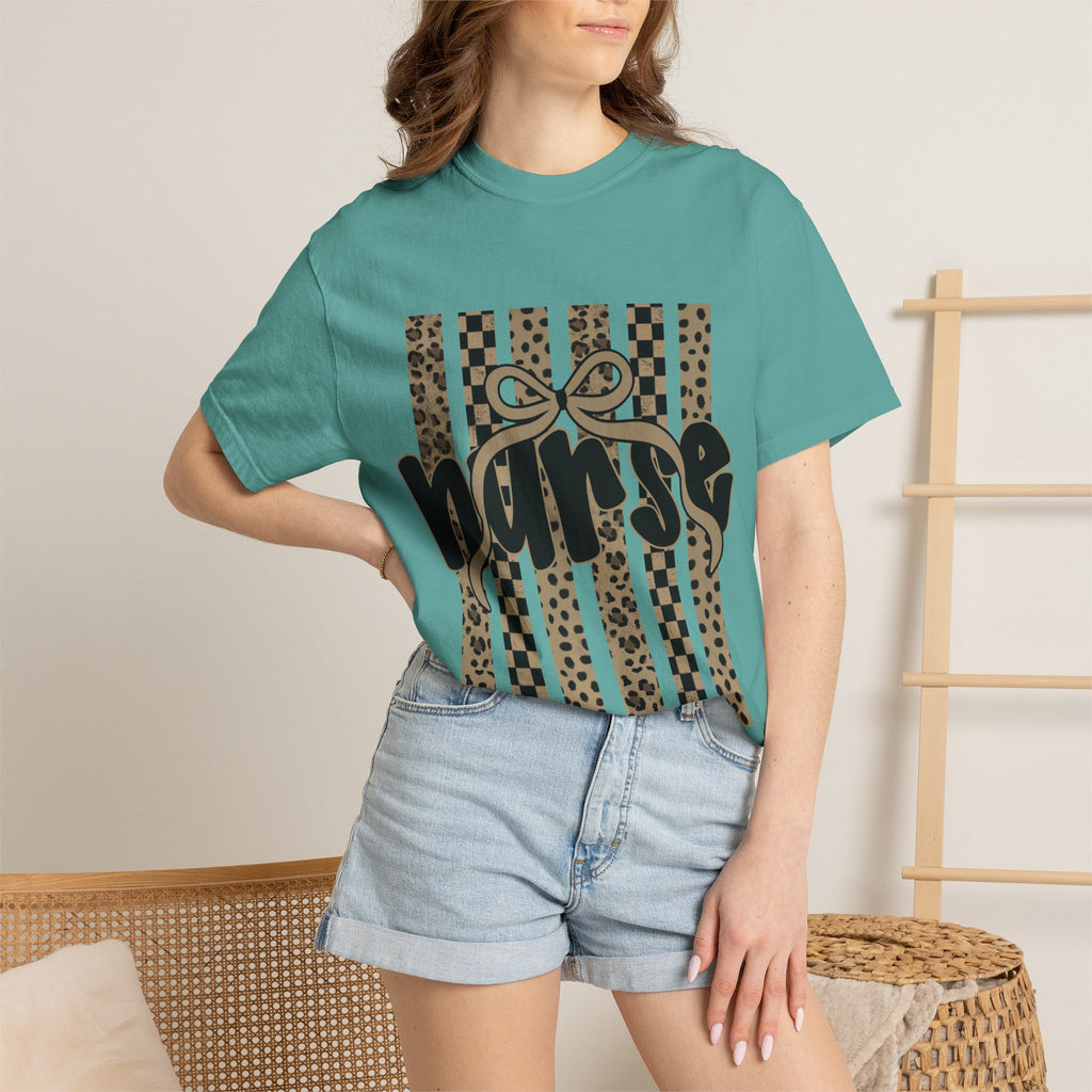 Nurse Leopard Stripes Graphic T-Shirt