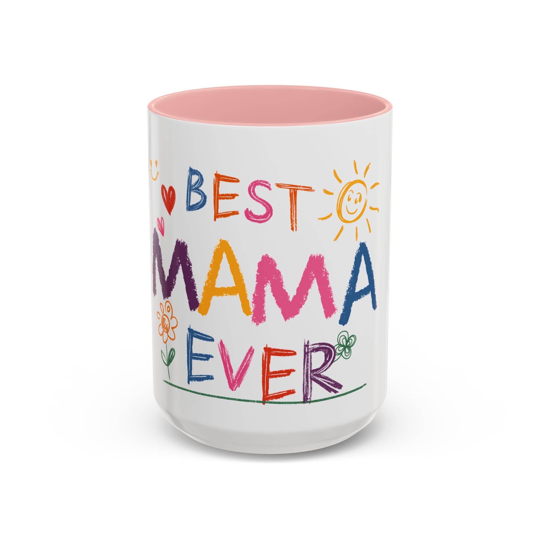 Best Mama Ever Accent Coffee Mug — Colorful Handwritten Mother’s Day Gift (11/15oz)