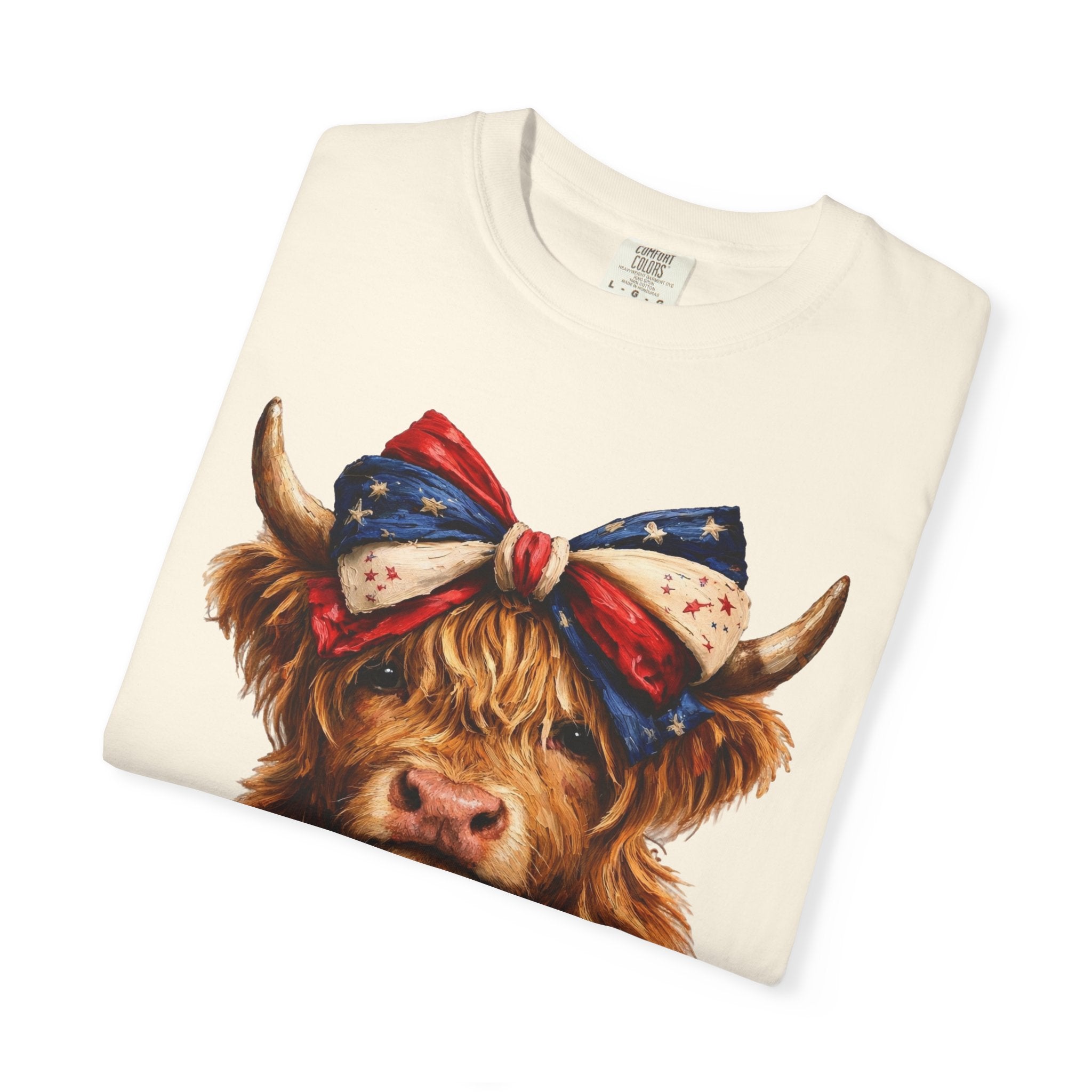 Highland Cow Tee — Patriotic Bandana Cow Graphic T-Shirt