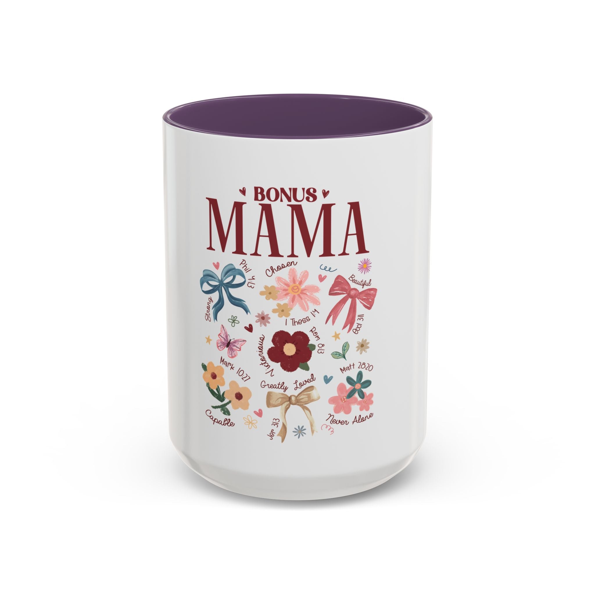 Bonus Mama Floral Coffee Mug – 11/15oz Accent Mug, Gift for Stepmom or Bonus Mom