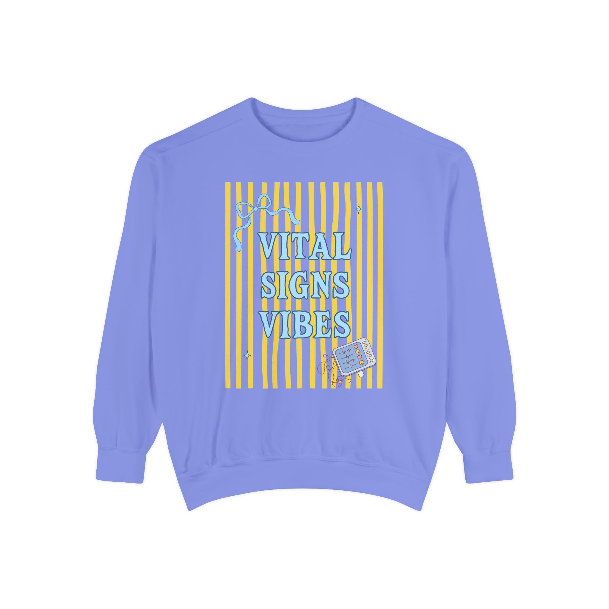 Vital Signs Vibes Sweatshirt — Retro Stripe Graphic Crewneck