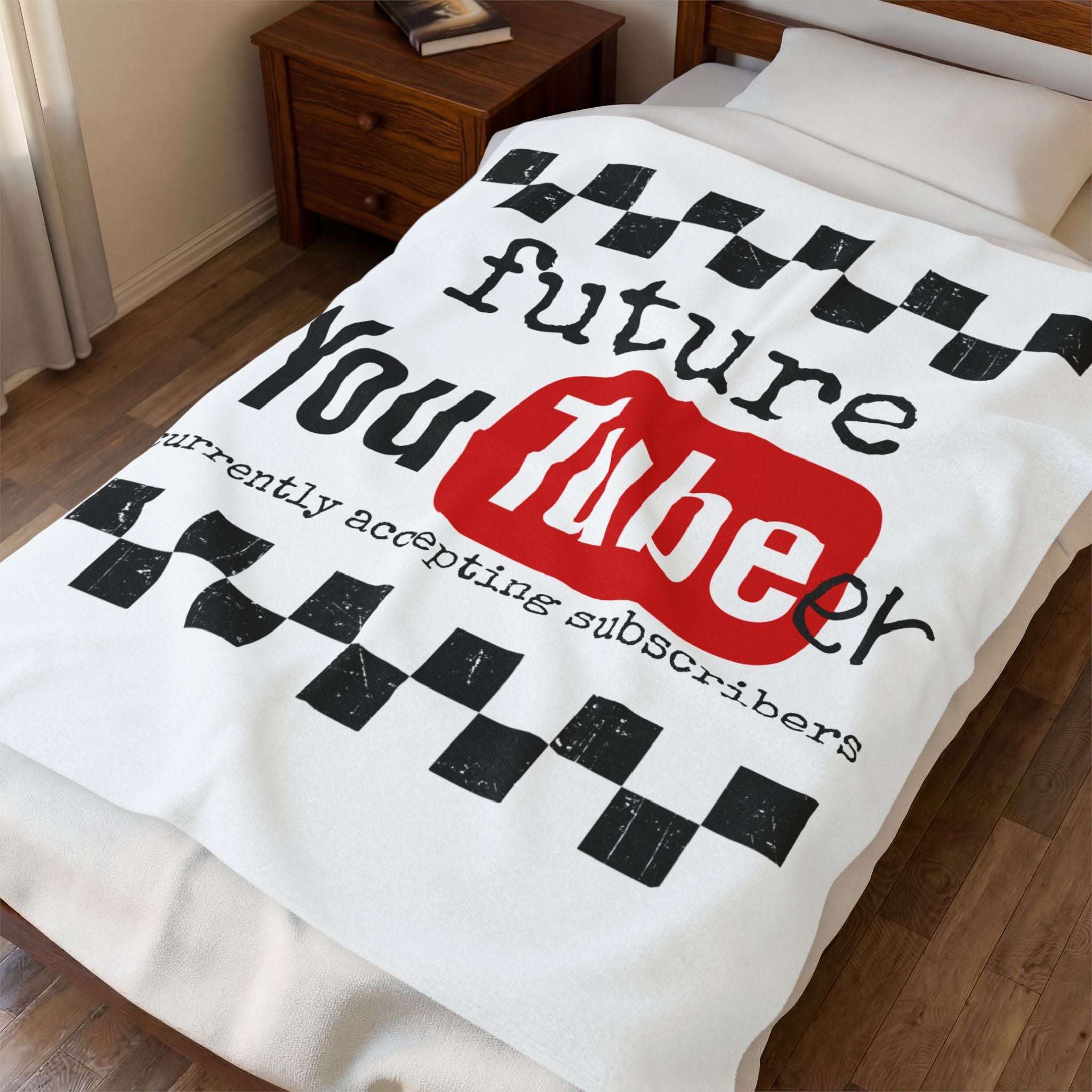 Plush Blanket — "Future YouTuber: Currently Accepting Subscribers" Velveteen Throw