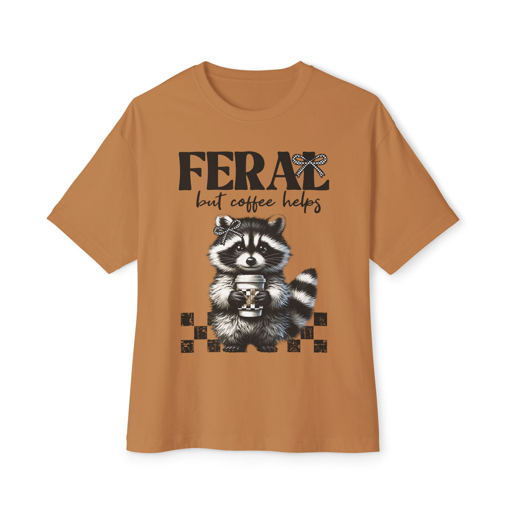 Raccoon 'Fear But Coffee Helps' Oversized Tee