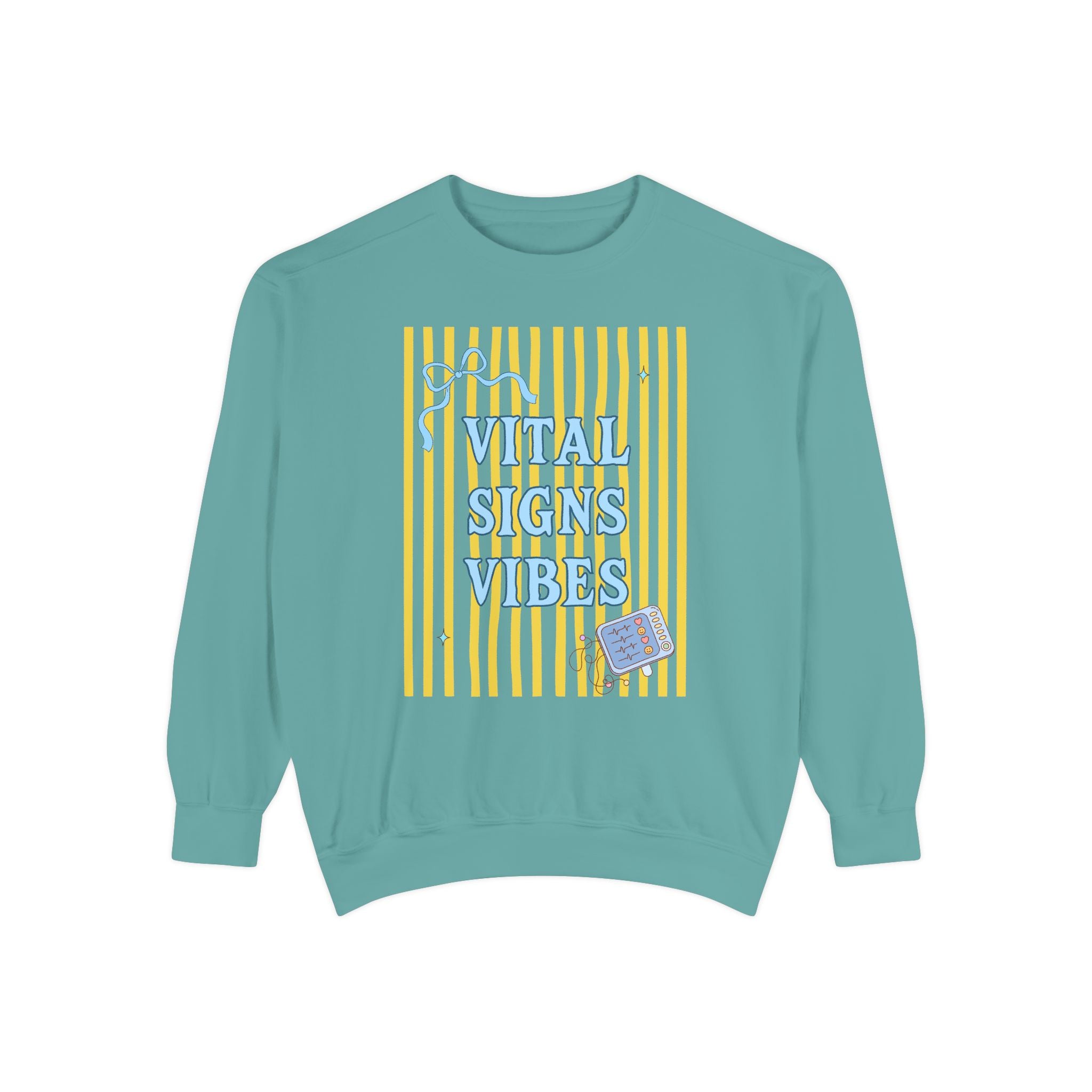 Vital Signs Vibes Sweatshirt — Retro Stripe Graphic Crewneck