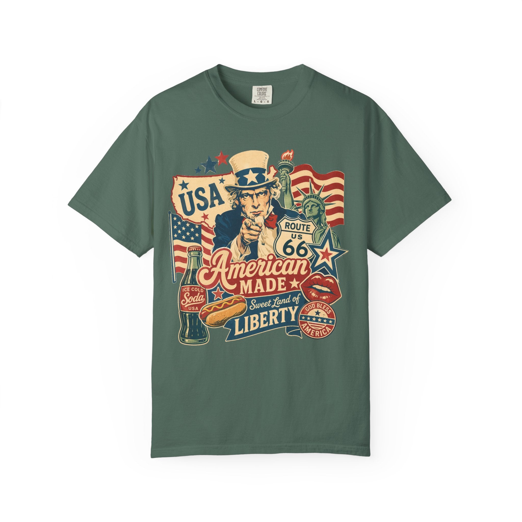 American Made Liberty T-Shirt — Vintage Uncle Sam Route 66 USA Graphic