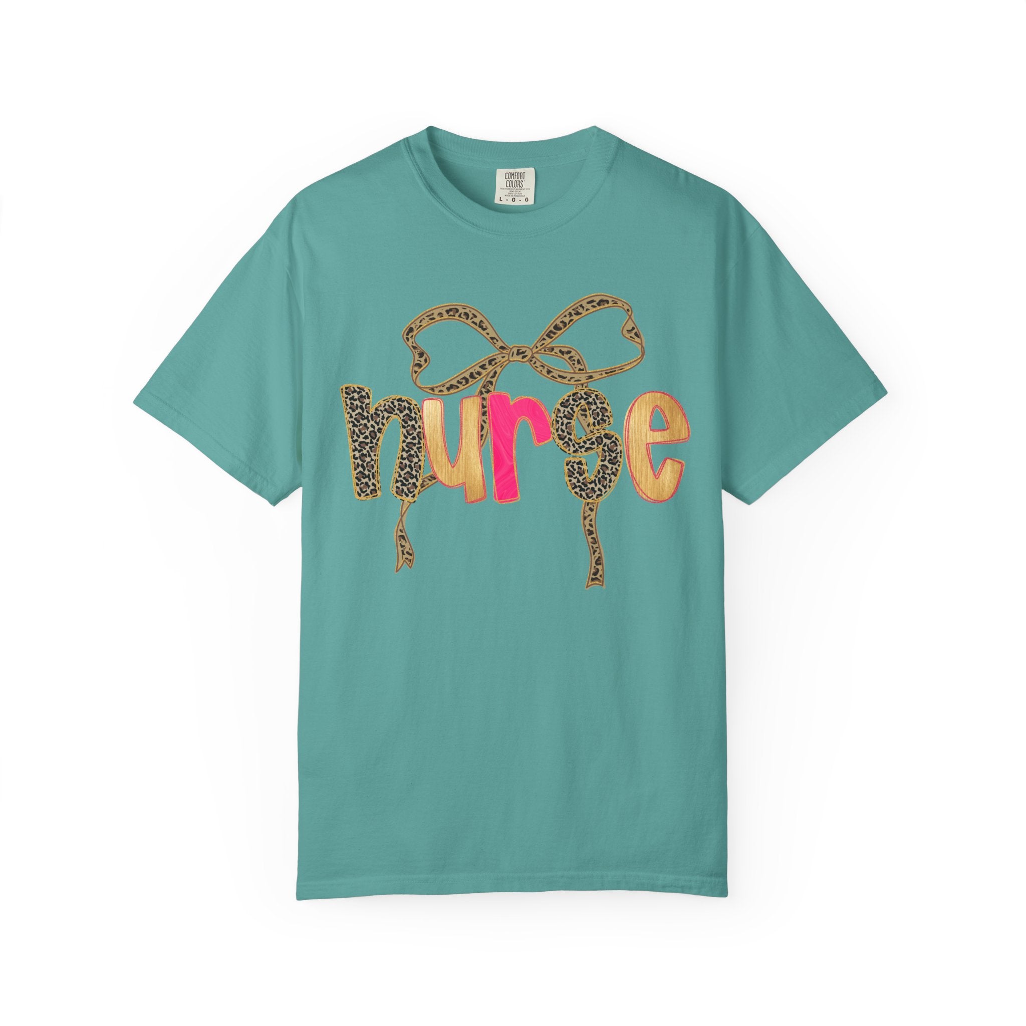 Nurse Leopard Bow T-Shirt — Cute Colorful Nurse Tee