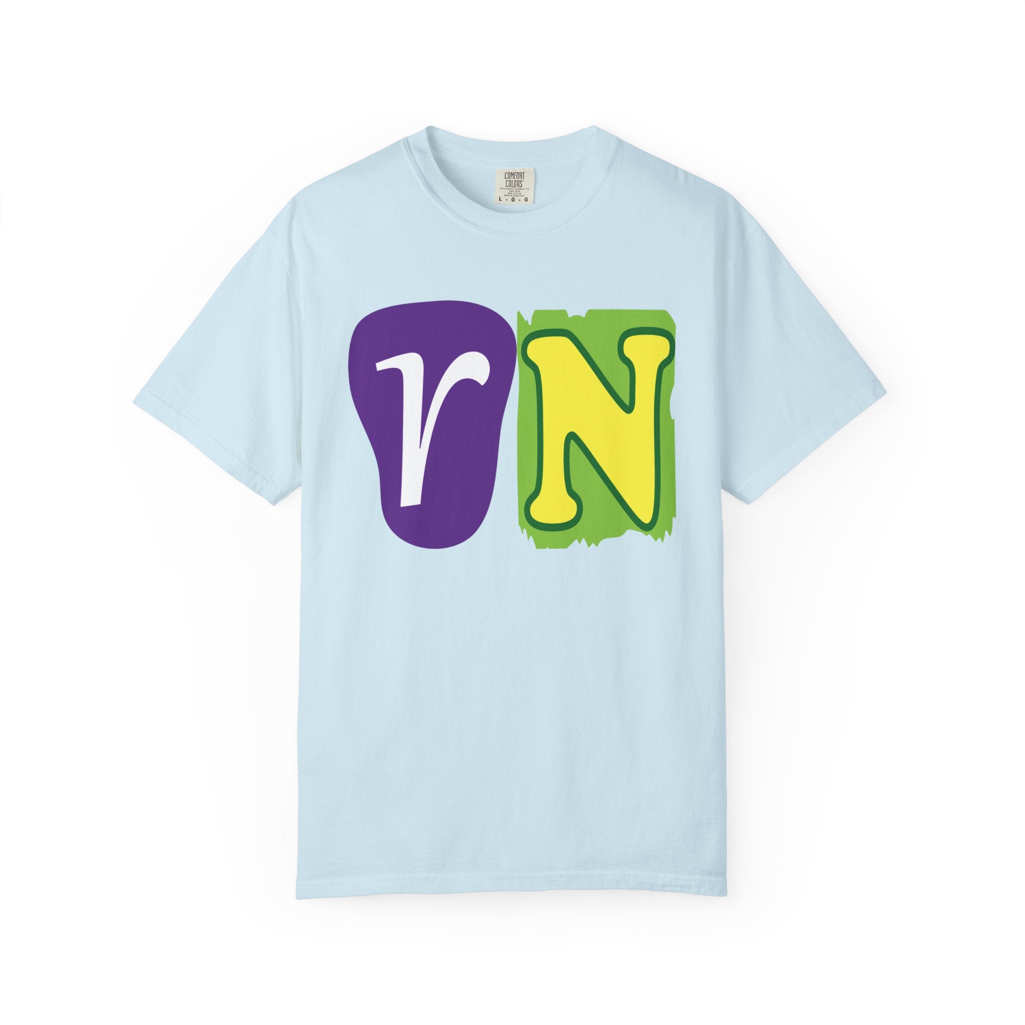 RN Block Letter T-Shirt — Playful Color-Block Initial Tee