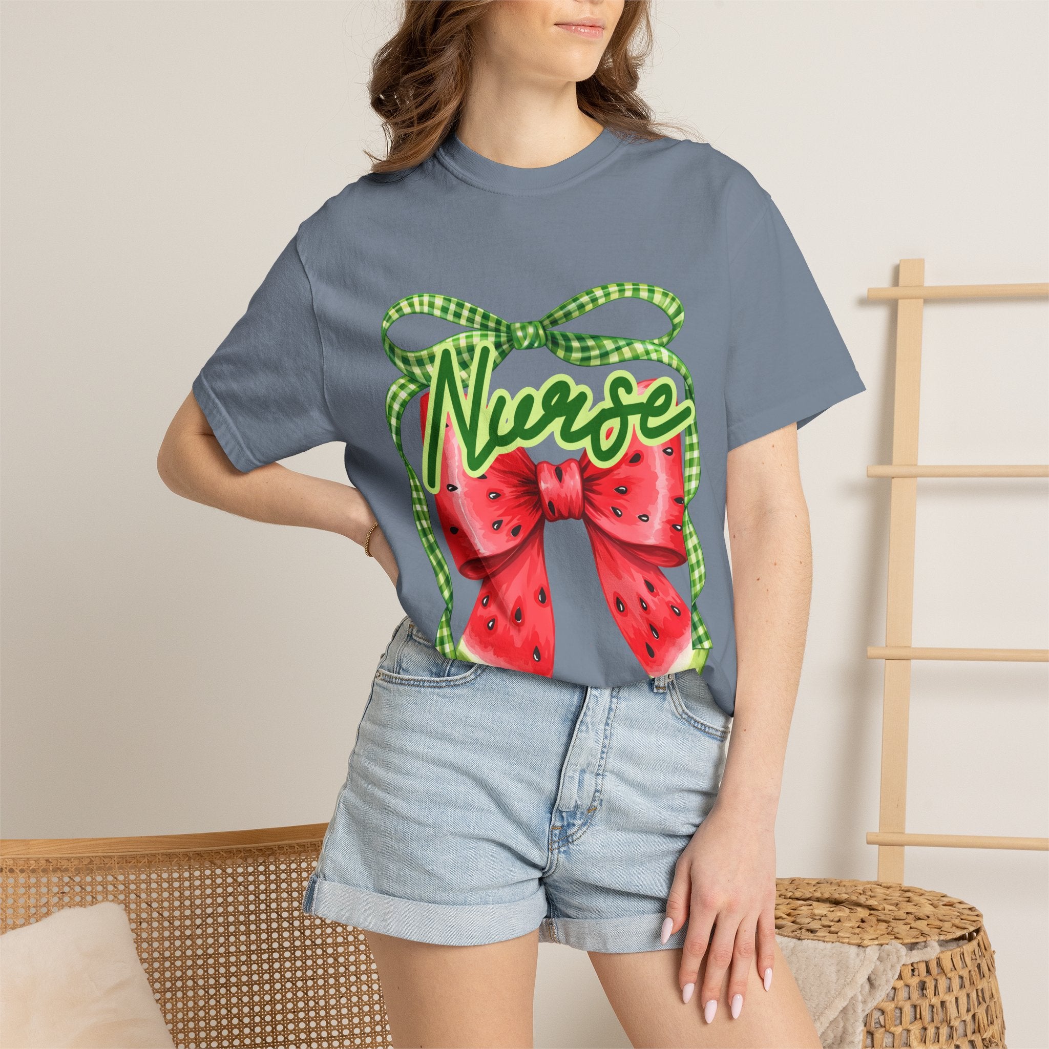 Nurse Watermelon Bow T-Shirt — Cute Summer Nurse Gift