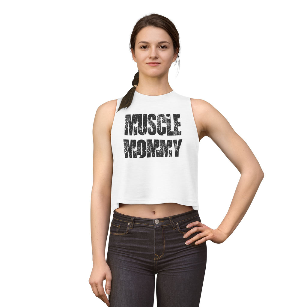 Muscle Mommy Crop Top — Distressed Fitness Mom Gym Tank