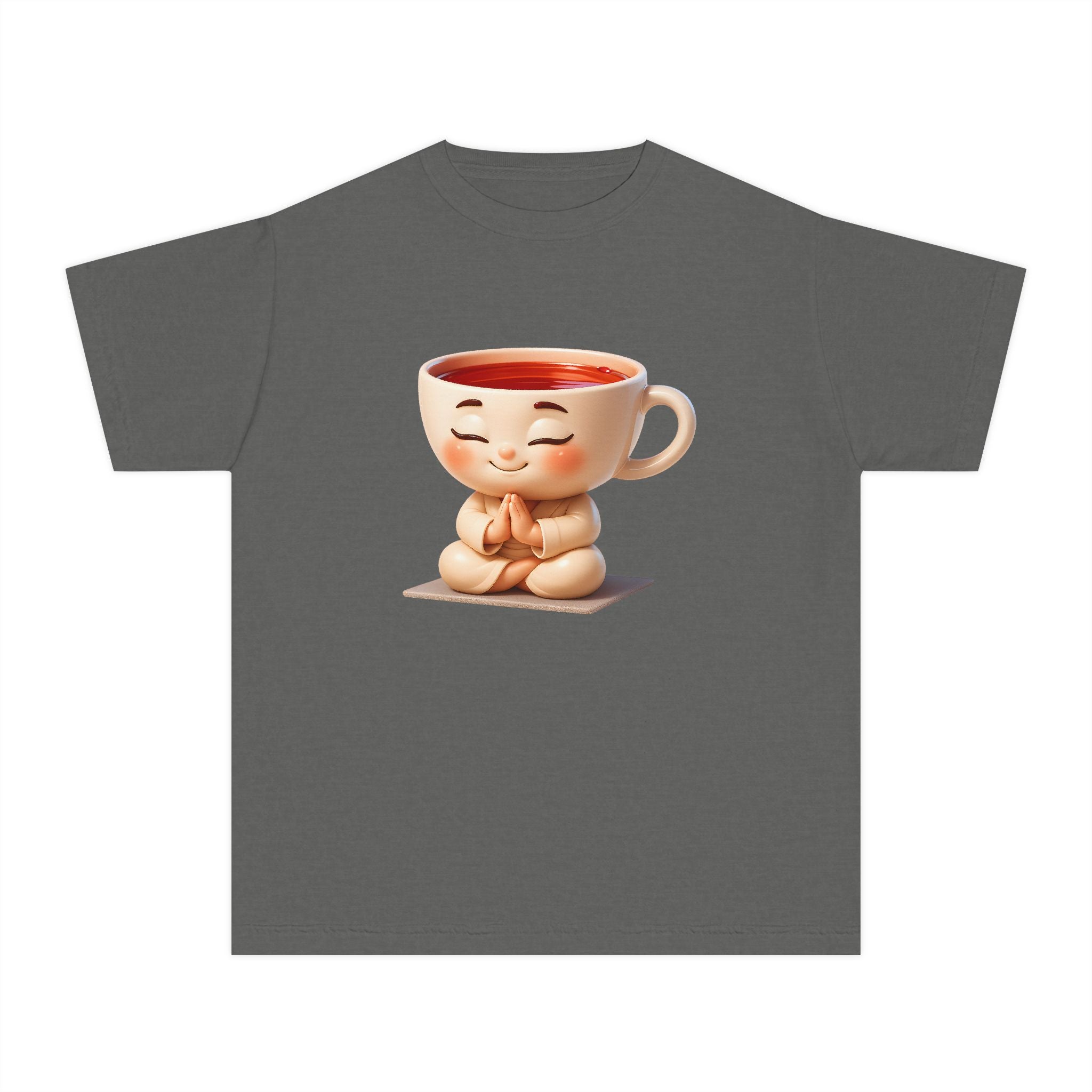 Youth Tee — Cute Meditating Teacup Cartoon Shirt for Kids