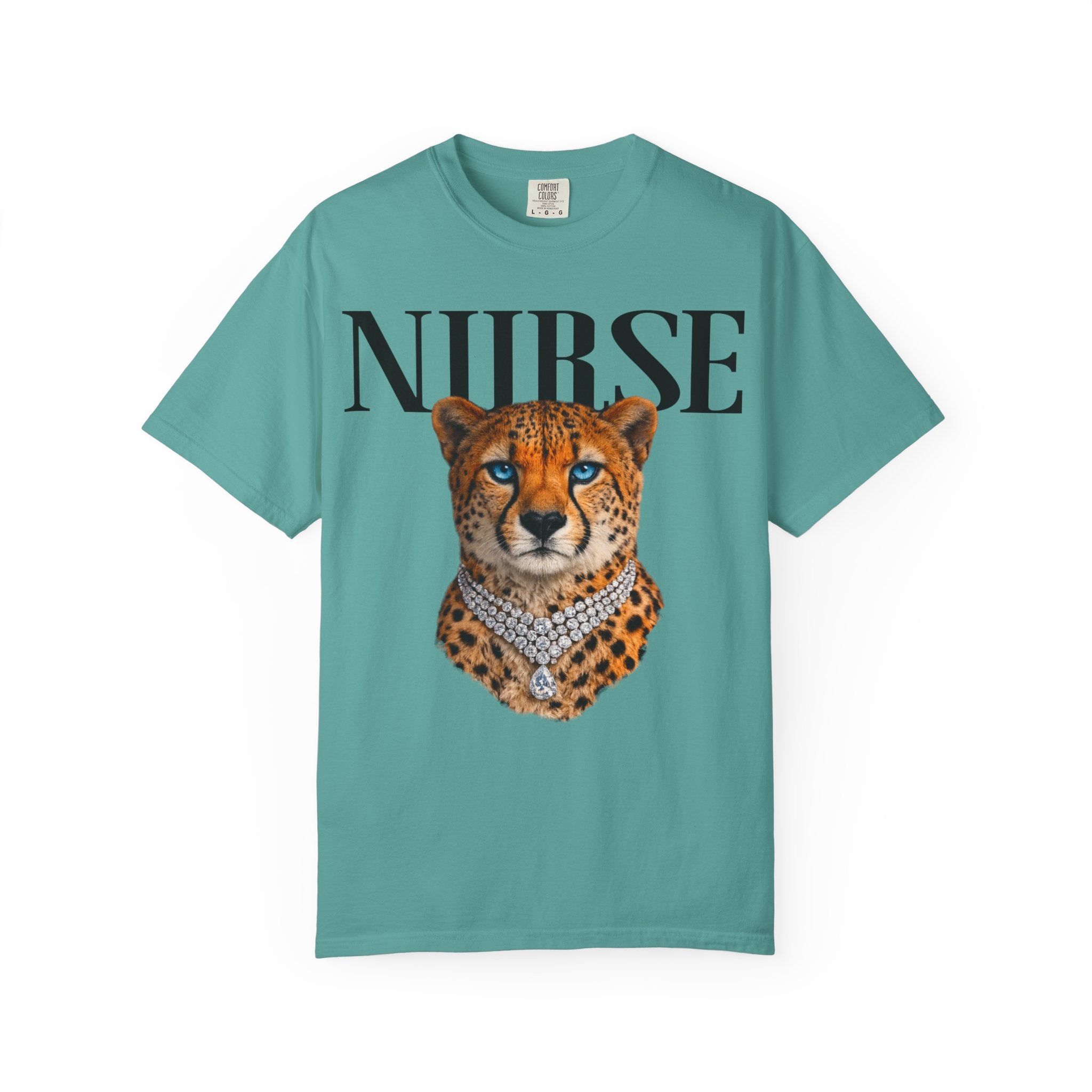 Nurse Cheetah Graphic T-Shirt — Stylish Medical Professional Tee