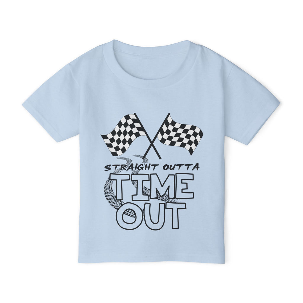Toddler T-Shirt — "Straight Outta Time Out" Racing Flag Kids Tee