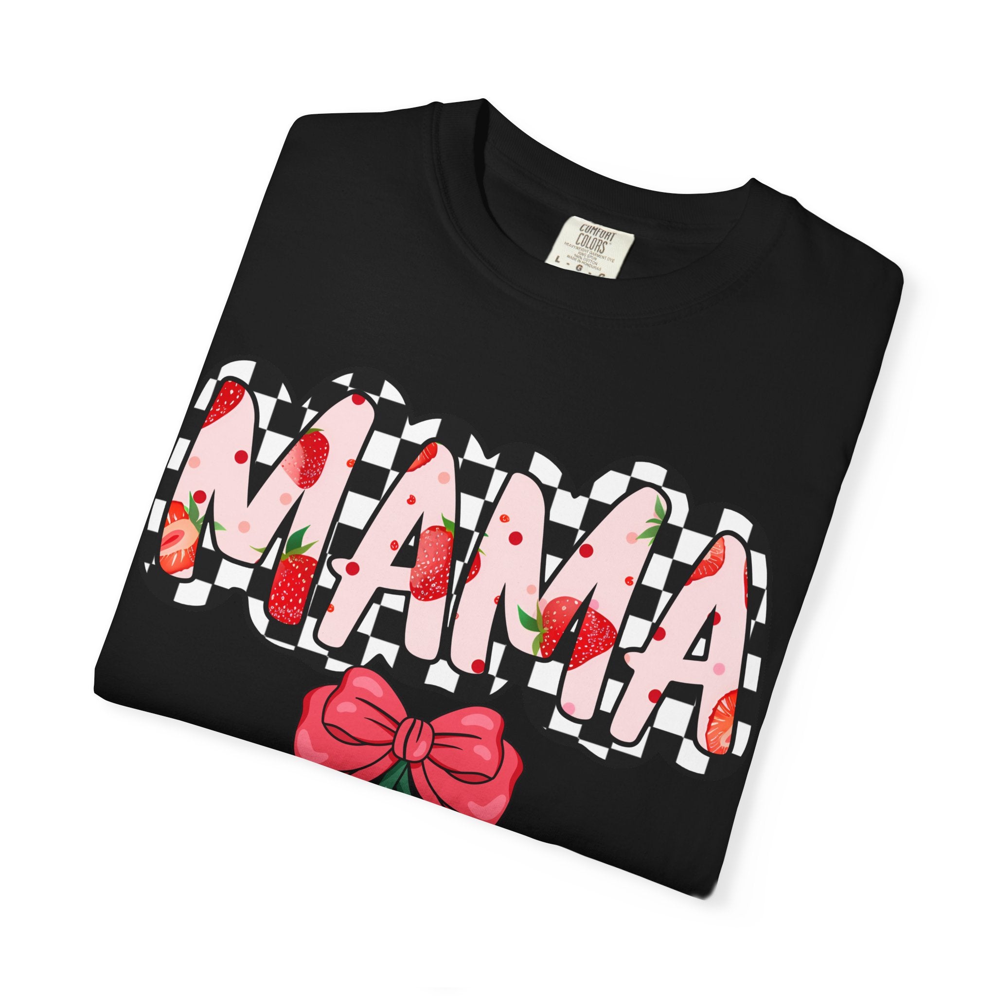 Mama Strawberry T-Shirt — Cute Floral Plaid Mama Tee for Mothers, Mother’s Day Gift