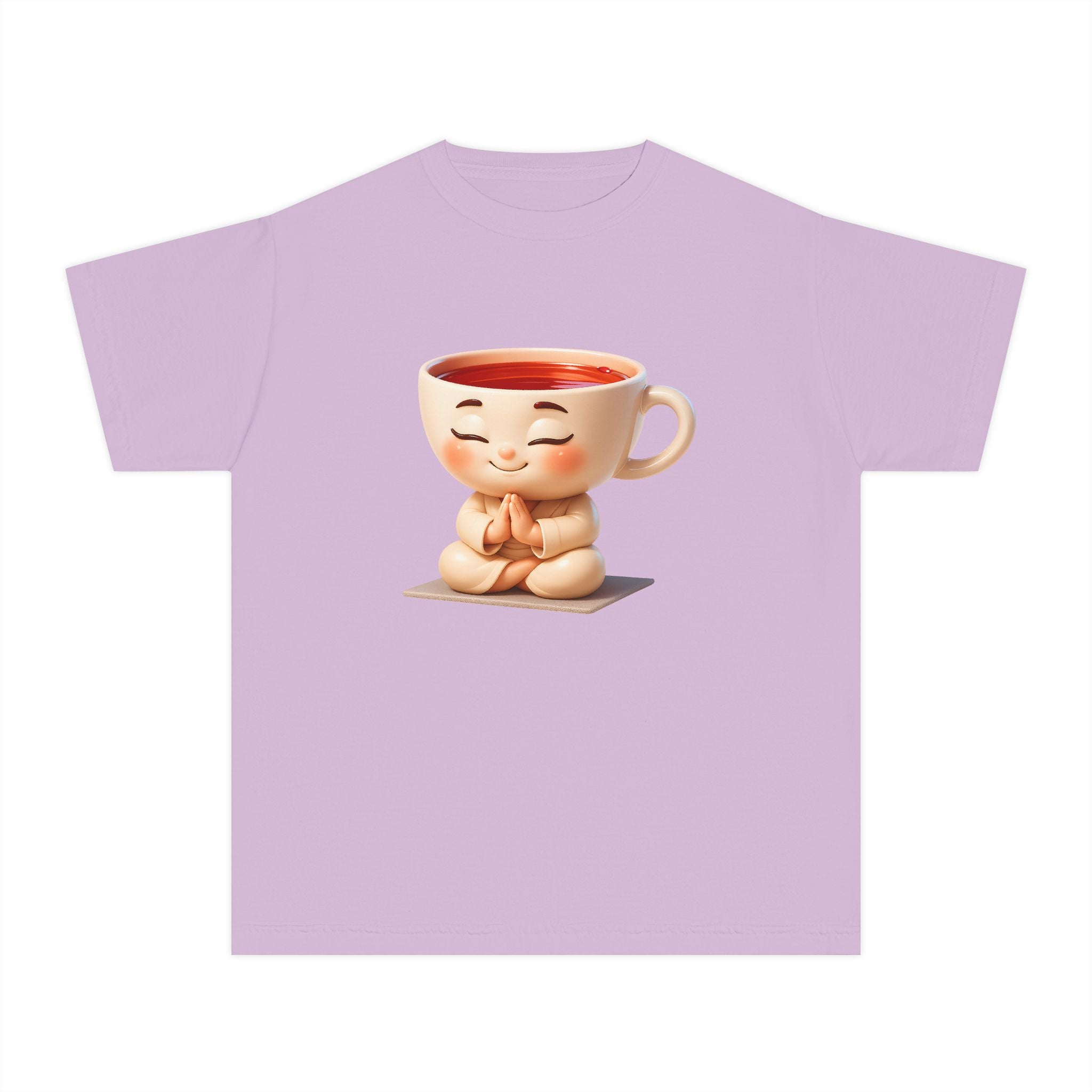Youth Tee — Cute Meditating Teacup Cartoon Shirt for Kids