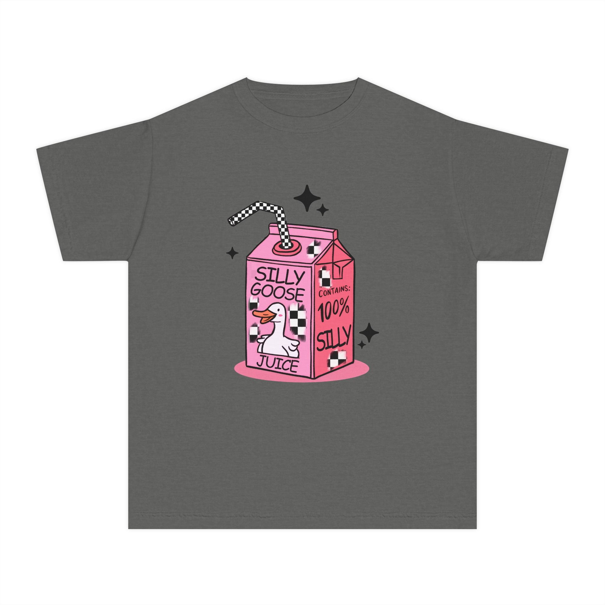 Youth Tee — 'Silly Goose Juice' Pink Milk Carton Kids Shirt