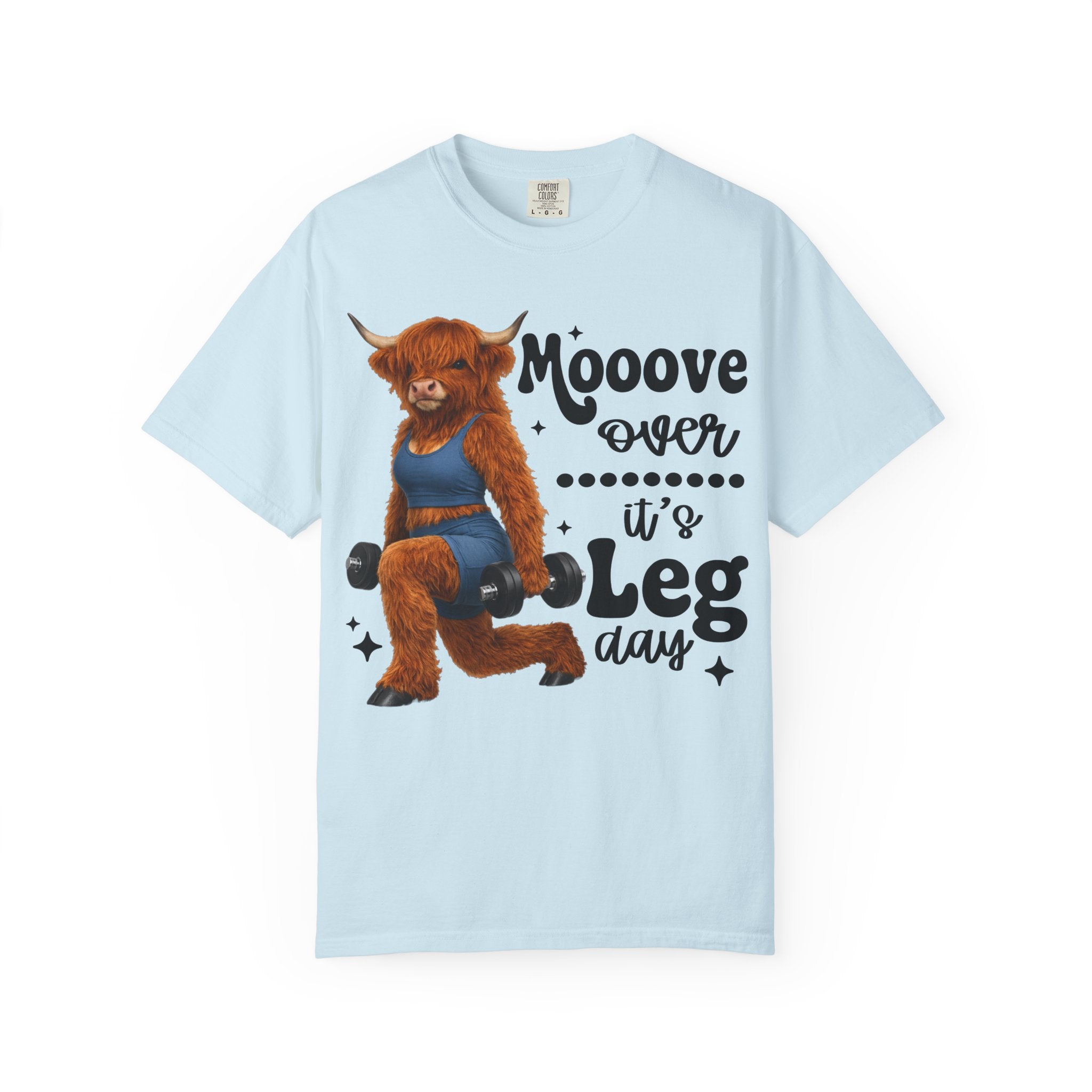 Leg Day Cow Graphic T-Shirt — "Mooove Over It's Leg Day" Funny Gym Tee
