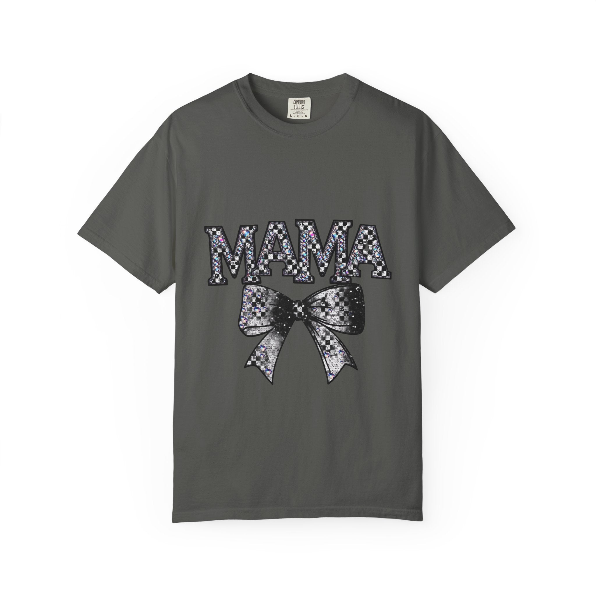 Mama Bow T-Shirt — Glitter Leopard Print "MAMA" Graphic Tee