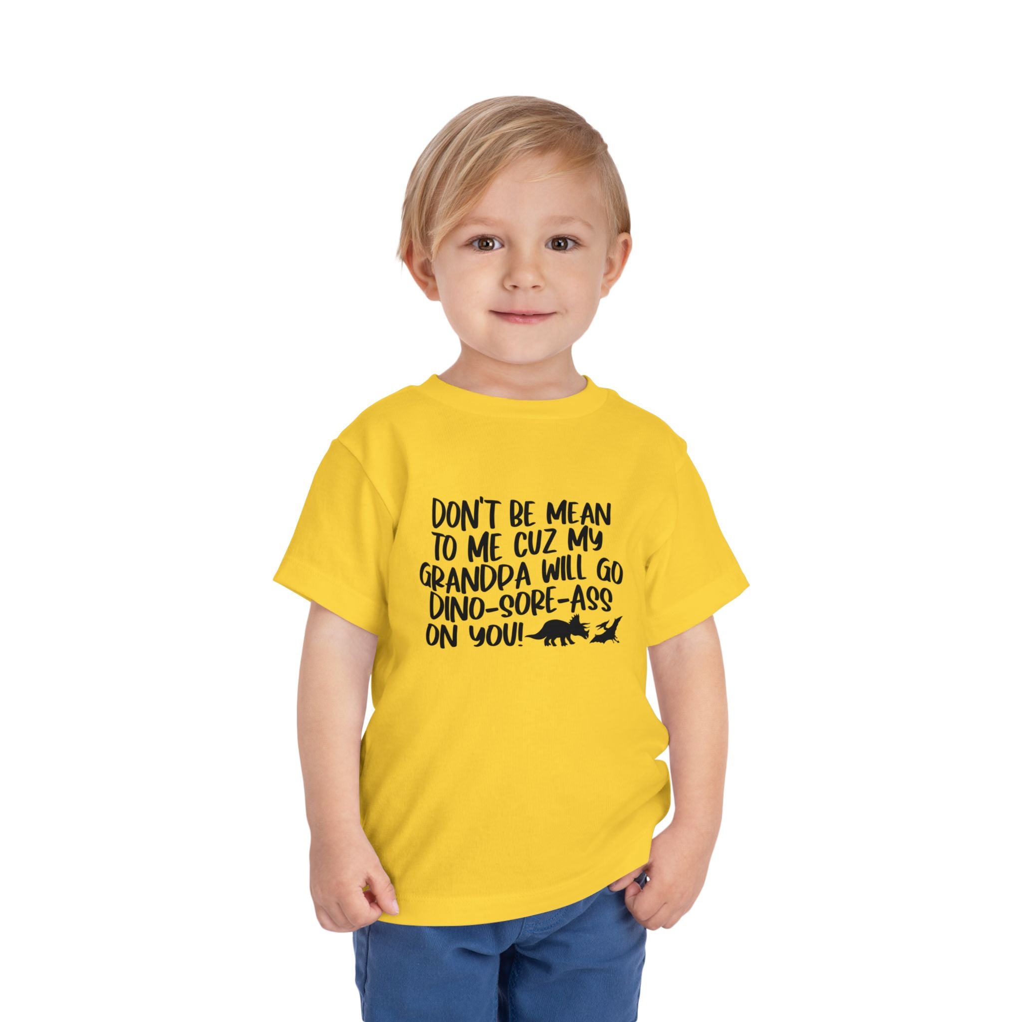 Toddler Tee - "Don't Be Mean to Me Cuz My Grandpa Will Go Dino-sore-ass on You"