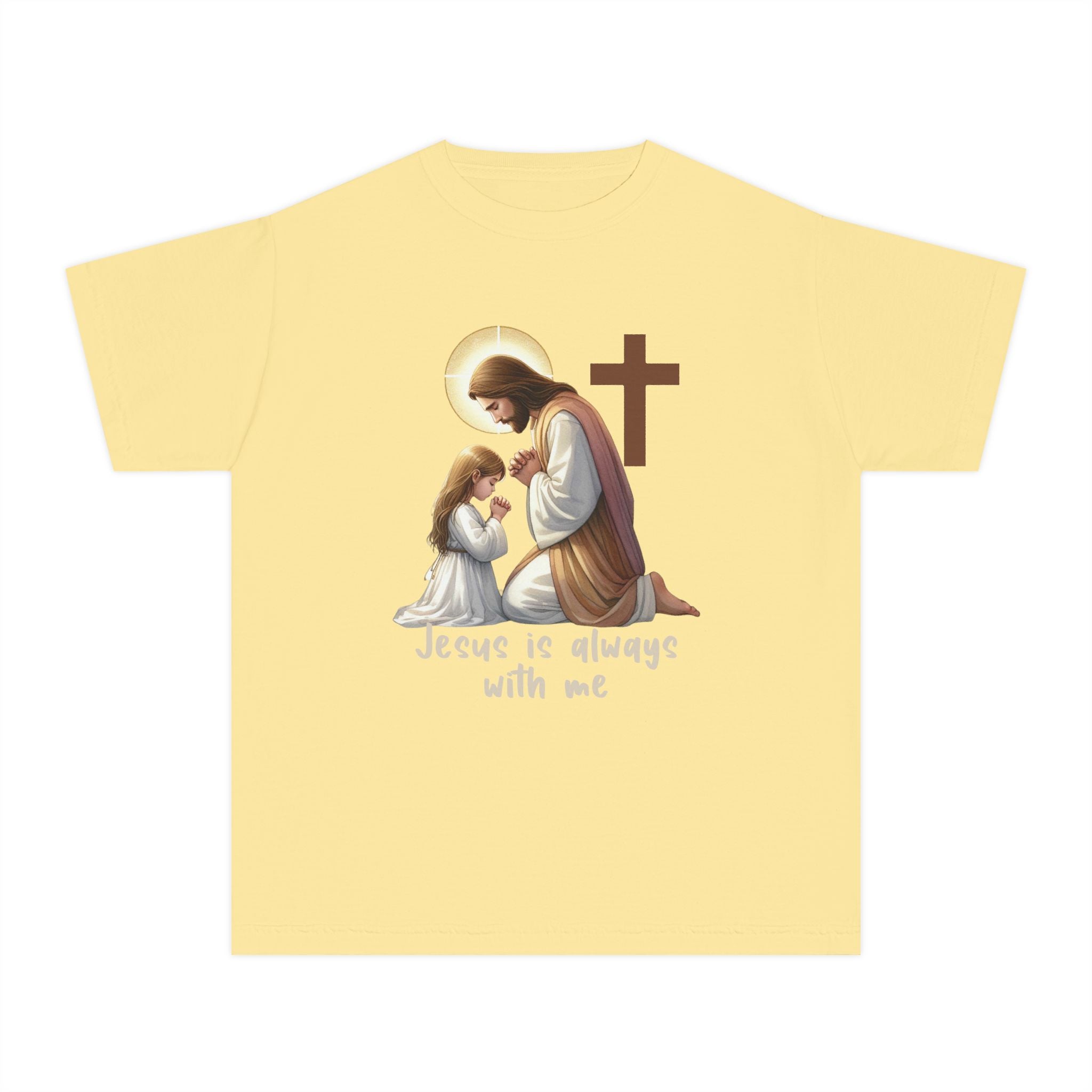 Youth Tee — "Jesus is Always With Me" Christian Prayer Kids T-Shirt