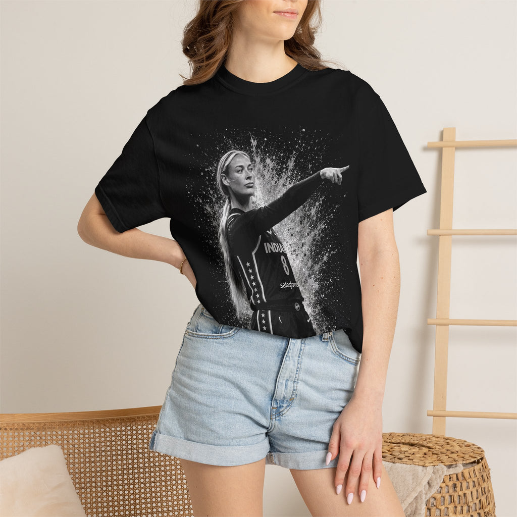 Basketball Player Graphic T‑Shirt – Pointing Silhouette Design