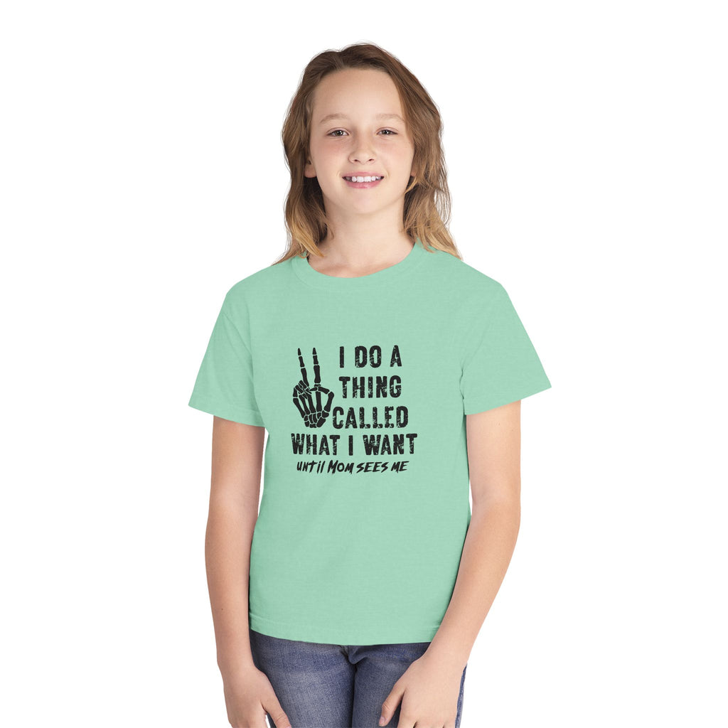 Youth Tee - "I Do A Thing Called What I Want" Skeleton Peace Sign Graphic