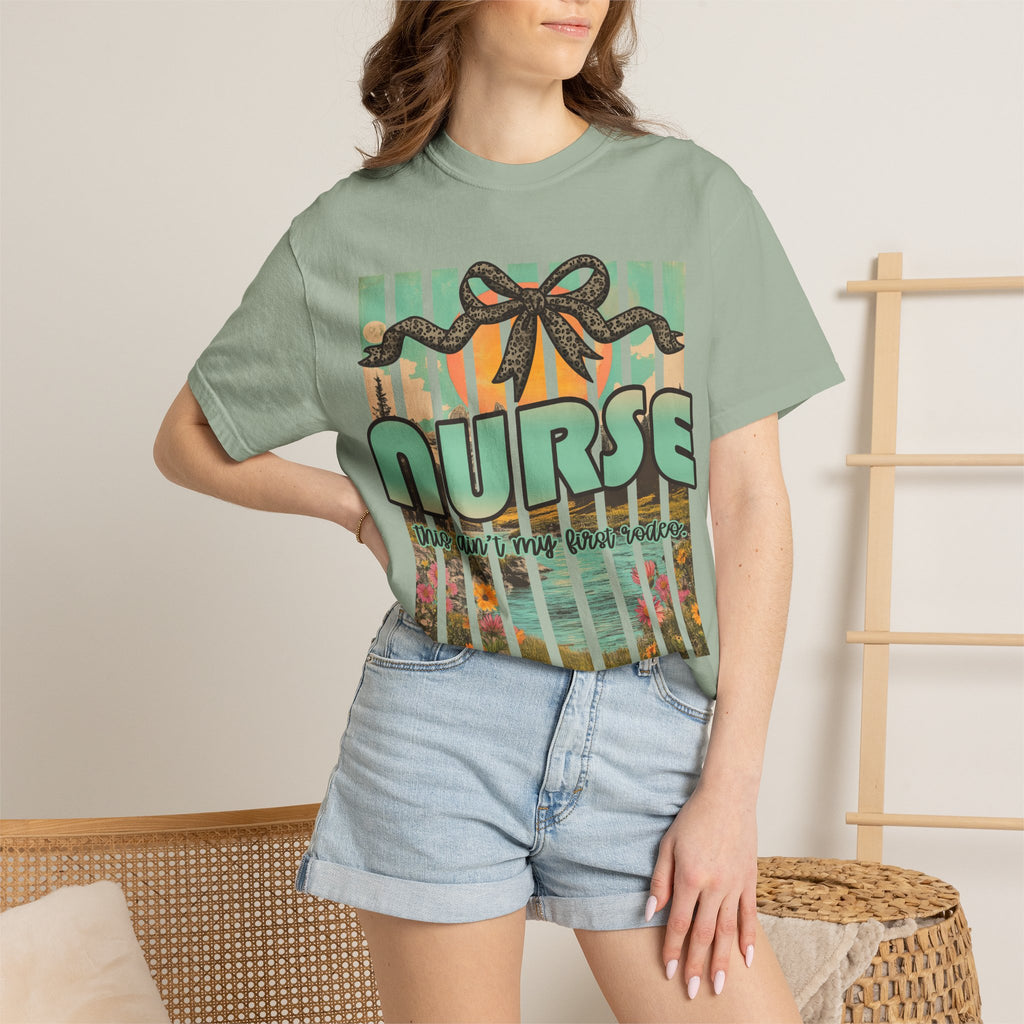 Nurse Floral Ribbon Graphic T-Shirt