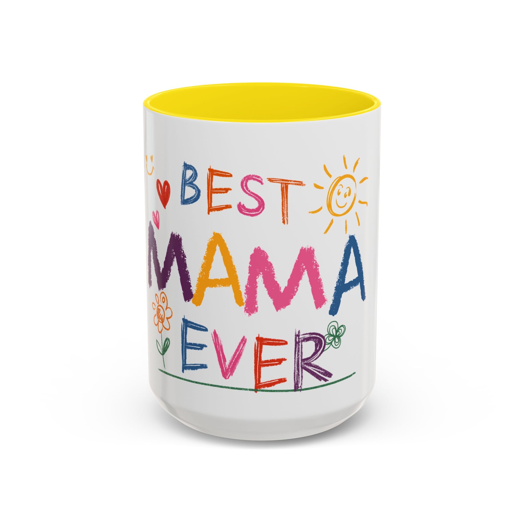 Best Mama Ever Accent Coffee Mug — Colorful Handwritten Mother’s Day Gift (11/15oz)