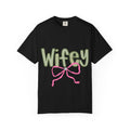 Wifey Graphic T-Shirt — Cute Polka Dot Text with Pink Bow