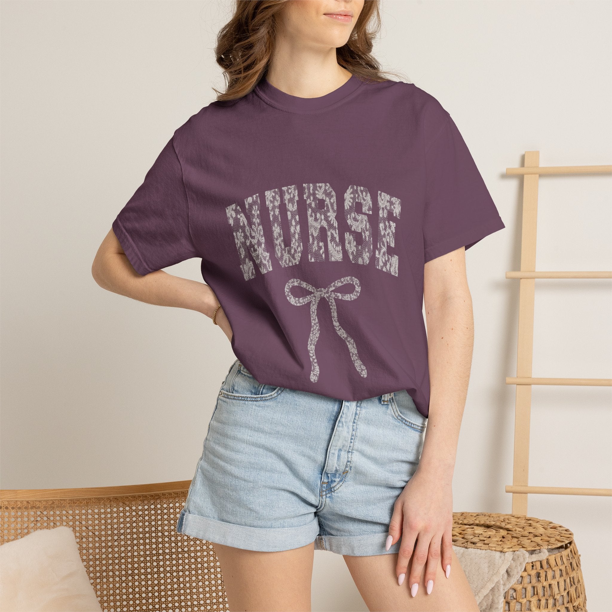Nurse Ribbon T-Shirt — Subtle Floral 'NURSE' Gift Tee