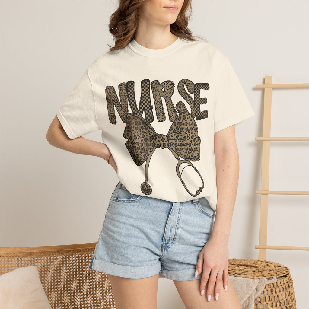 Nurse Leopard Print Stethoscope T-Shirt