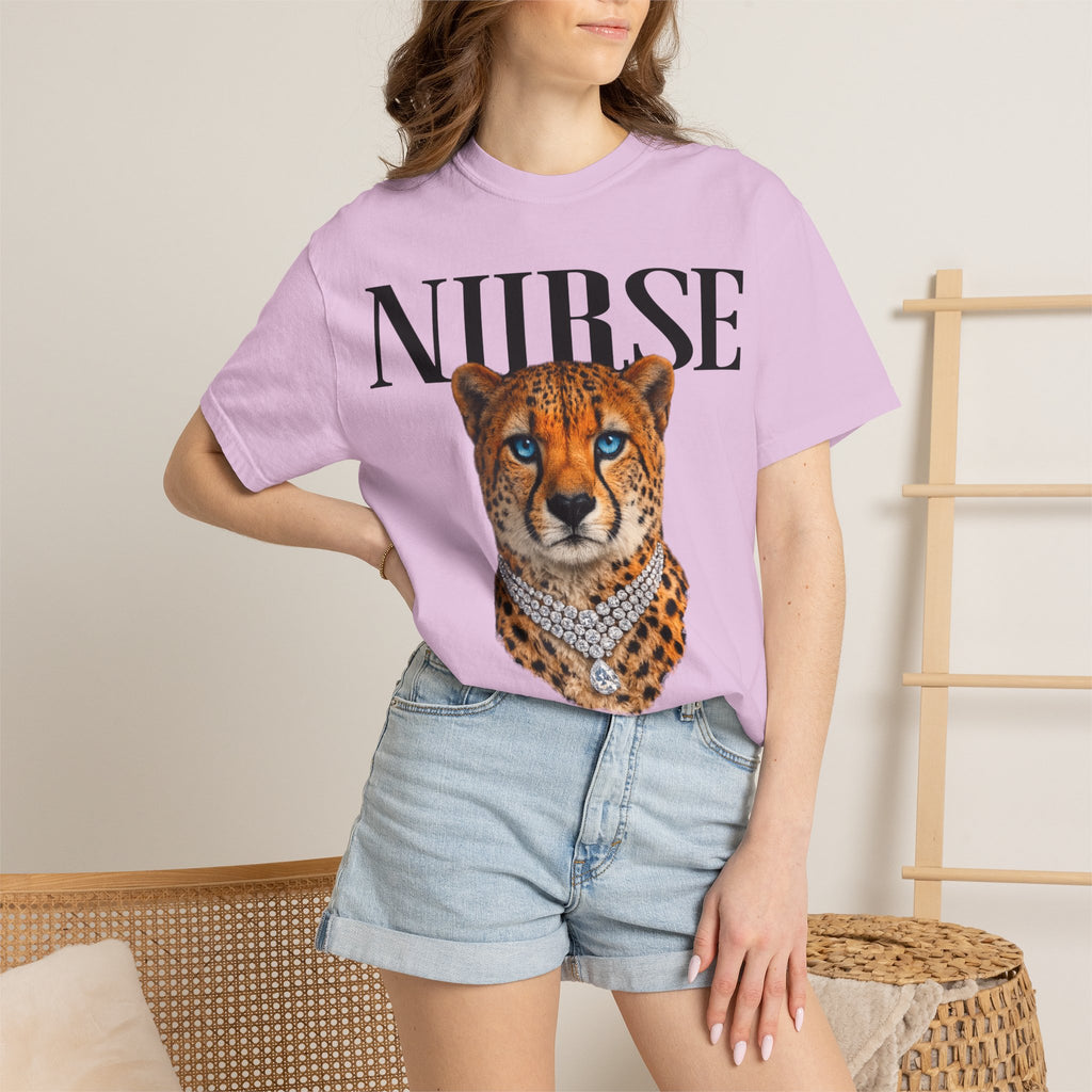 Nurse Cheetah Graphic T-Shirt — Stylish Medical Professional Tee