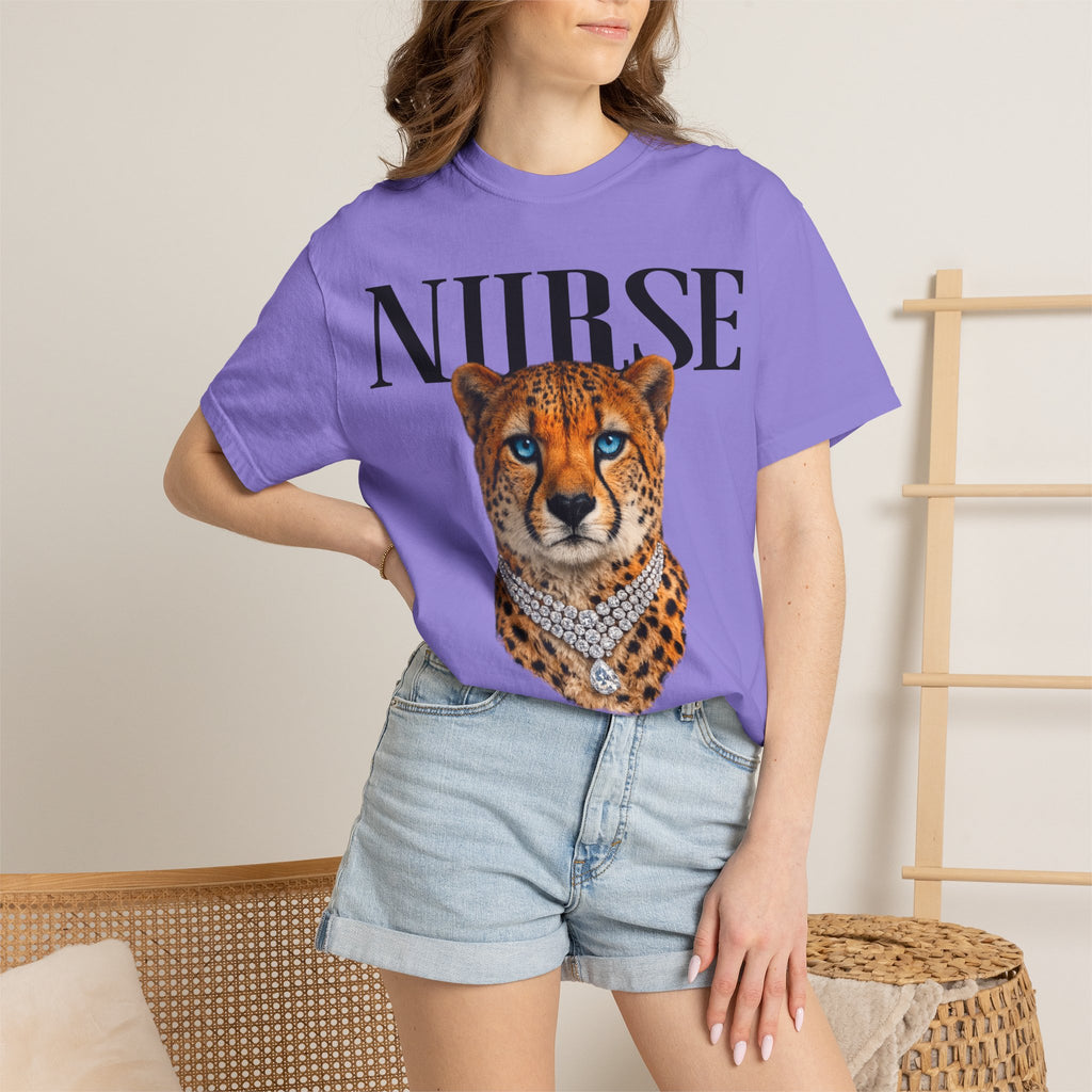 Nurse Cheetah Graphic T-Shirt — Stylish Medical Professional Tee