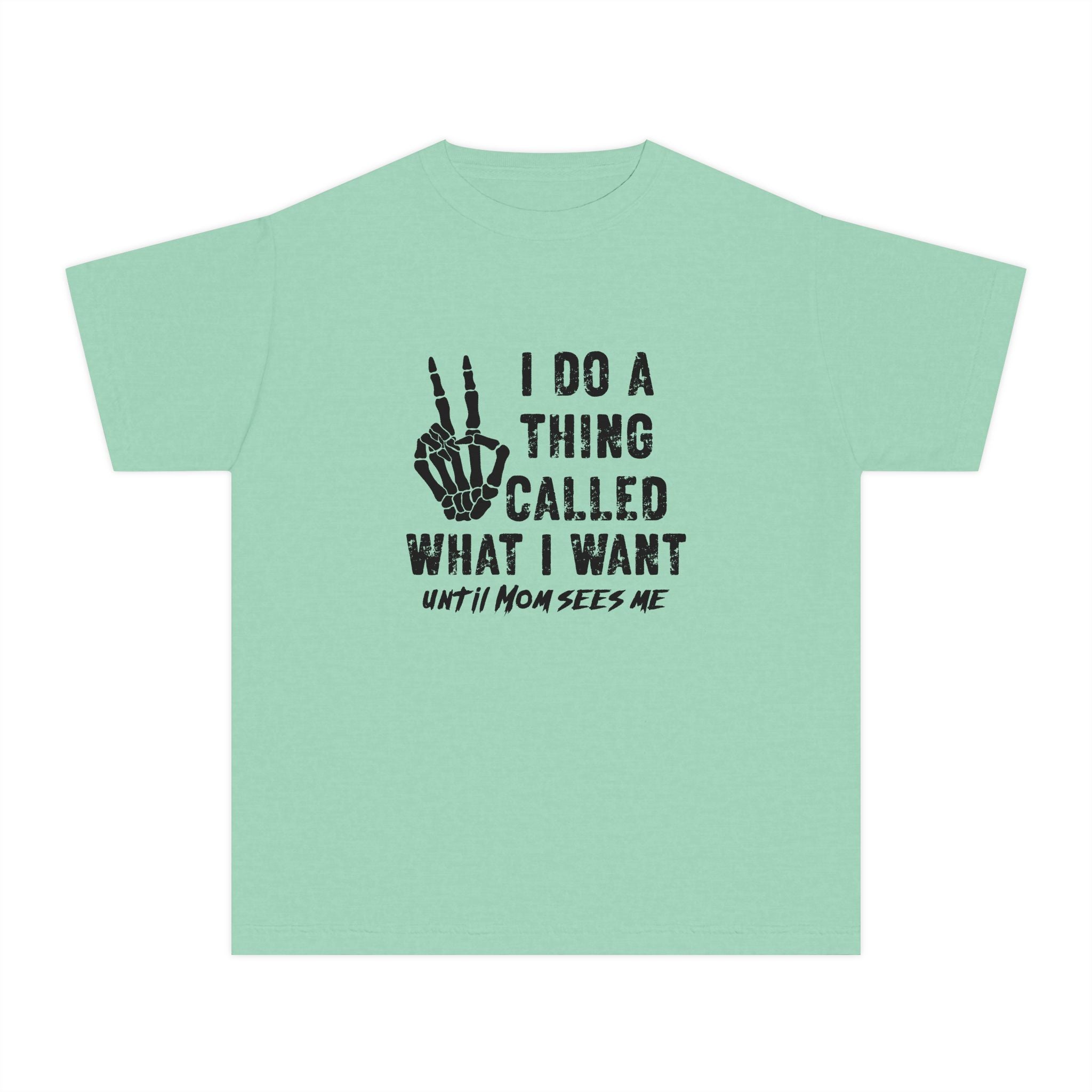 Youth Tee - "I Do A Thing Called What I Want" Skeleton Peace Sign Graphic