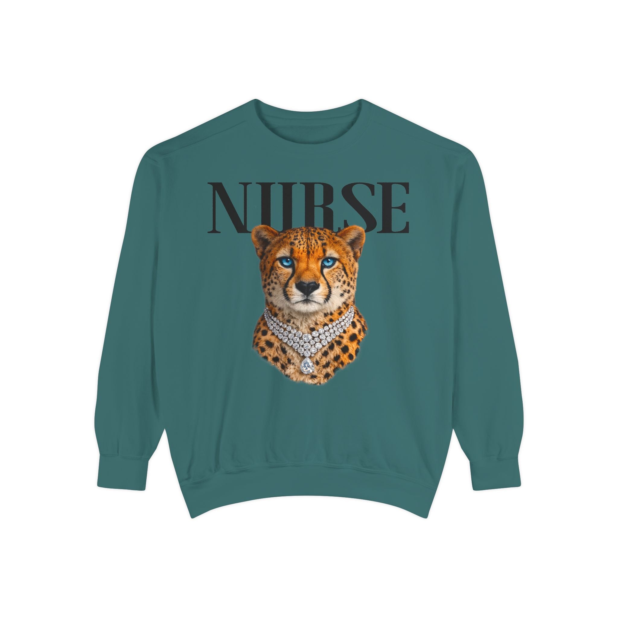 Nurse Cheetah Crewneck Sweatshirt — Fierce Nursing Pride Pullover