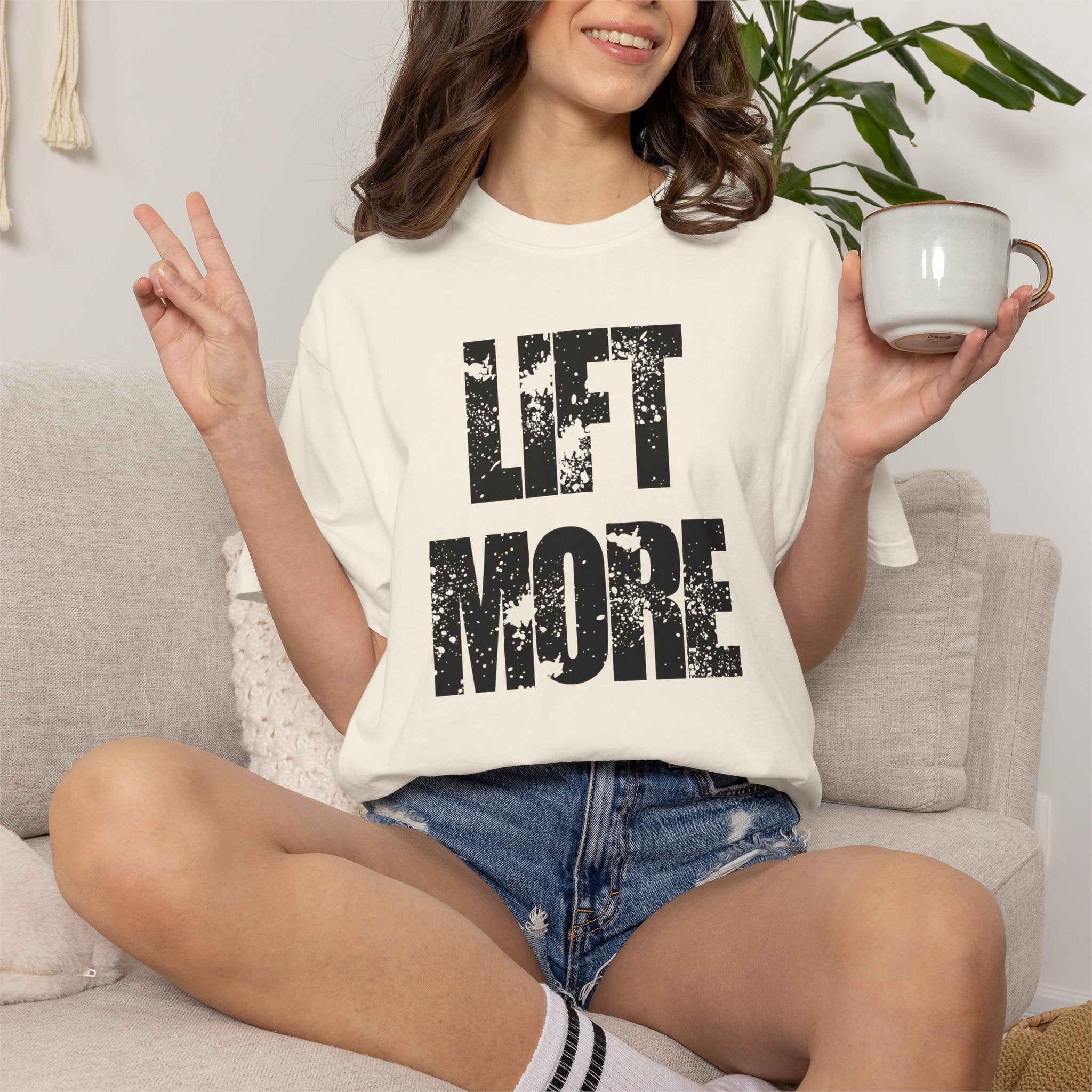 Lift More T-Shirt — Distressed Fitness Workout Tee for Weightlifters