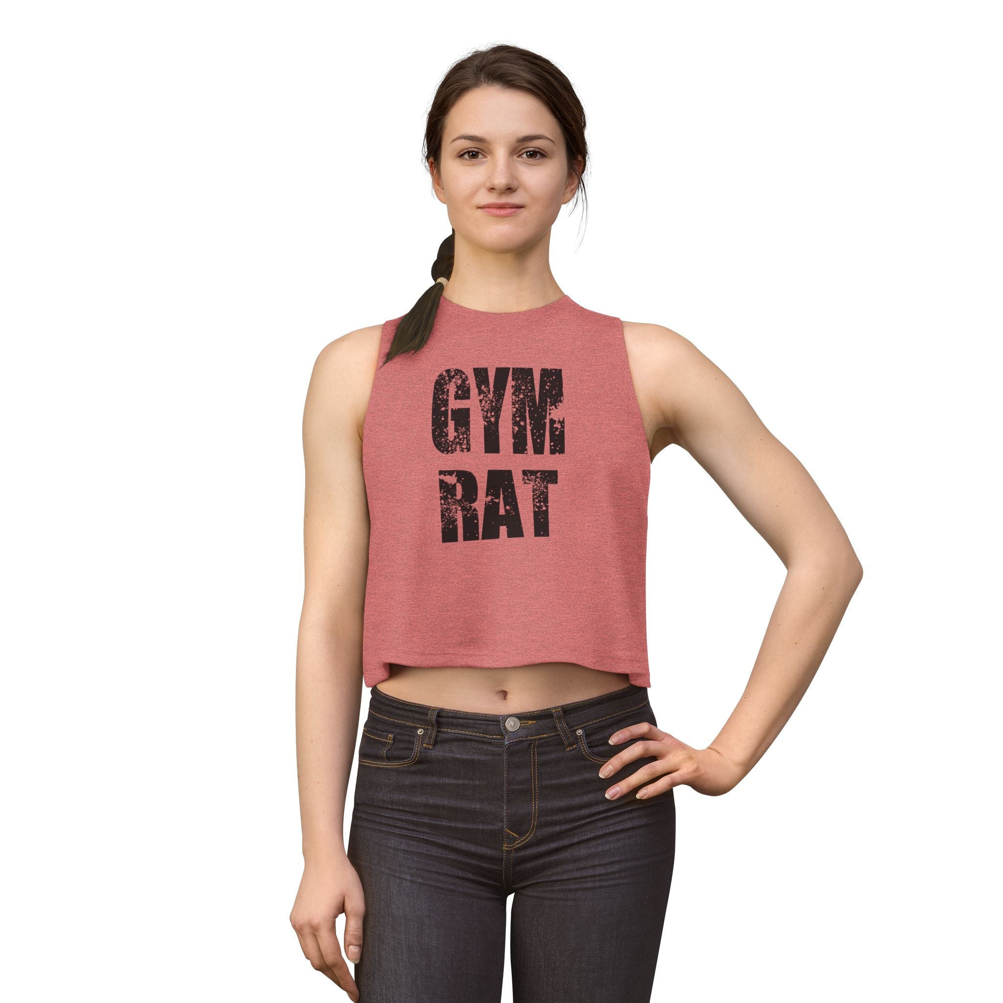 Gym Rat Women's Crop Top — Distressed Fitness Tank for Workout & Gym Lovers