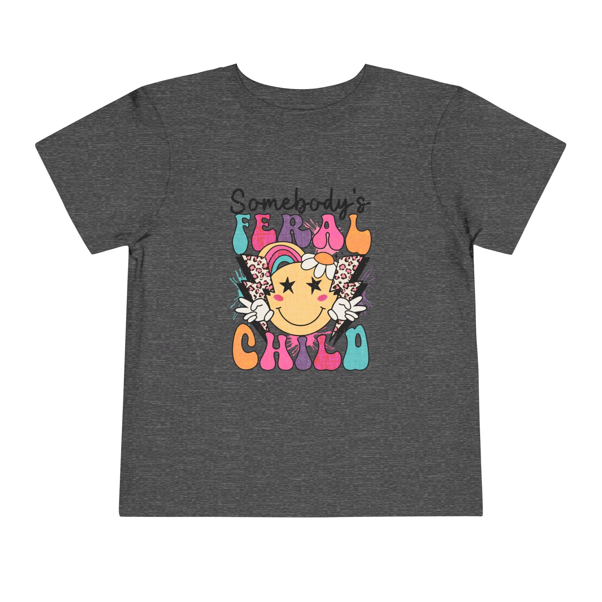 Somebody's Fearless Child Toddler Tee — Retro Rainbow Smiley Graphic