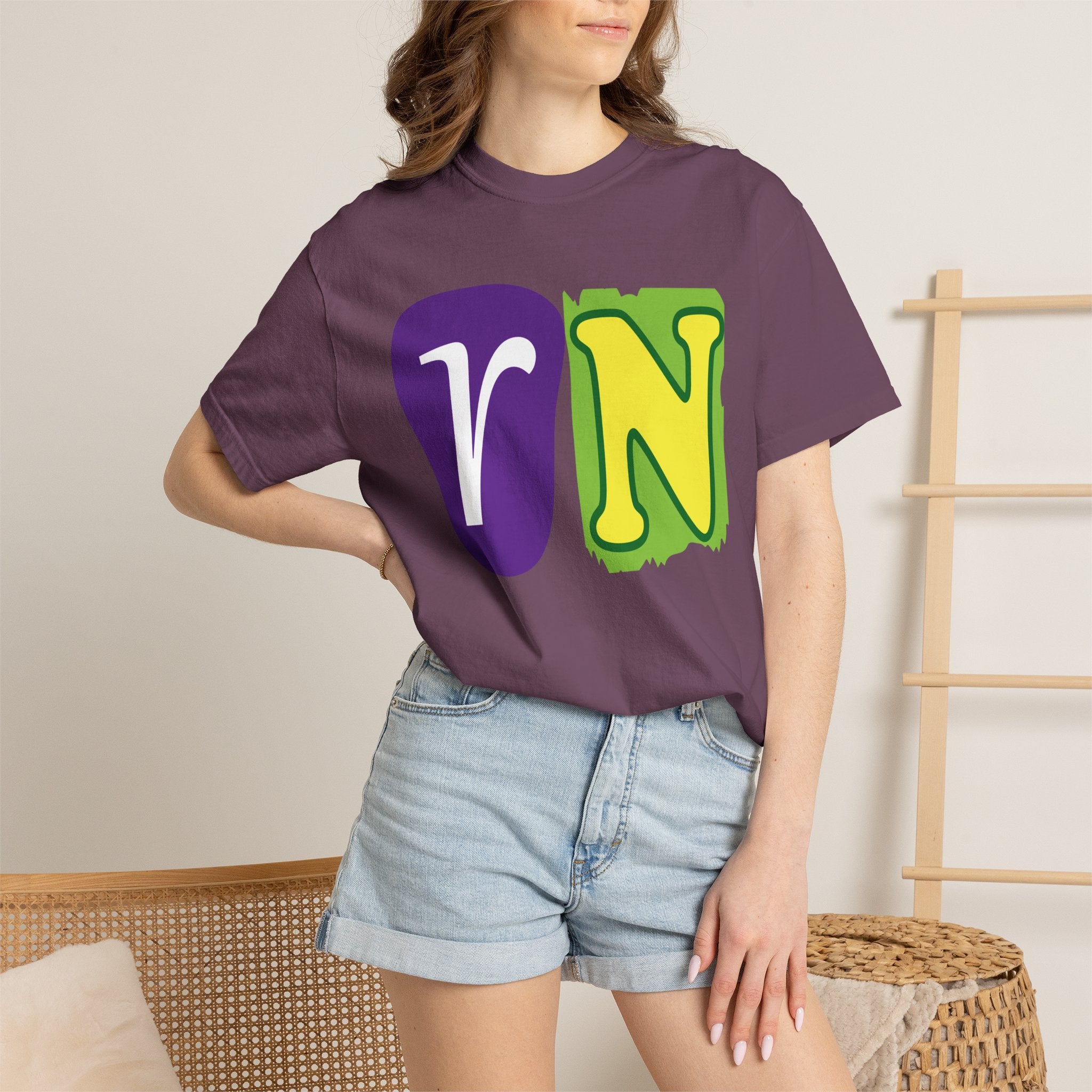 RN Block Letter T-Shirt — Playful Color-Block Initial Tee