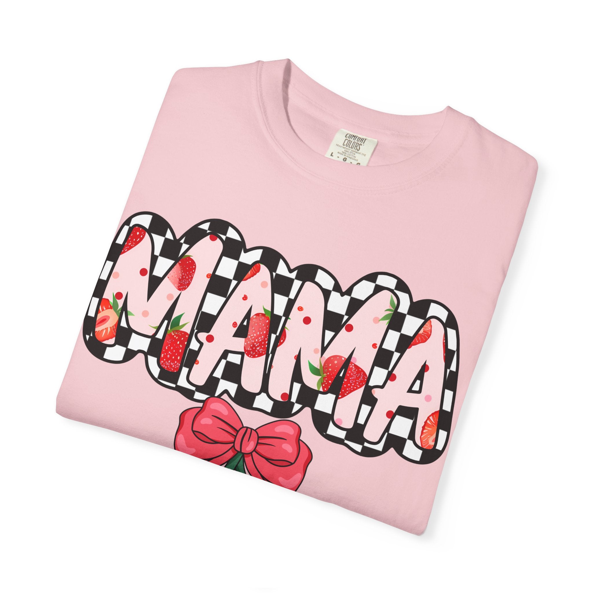 Mama Strawberry T-Shirt — Cute Floral Plaid Mama Tee for Mothers, Mother’s Day Gift