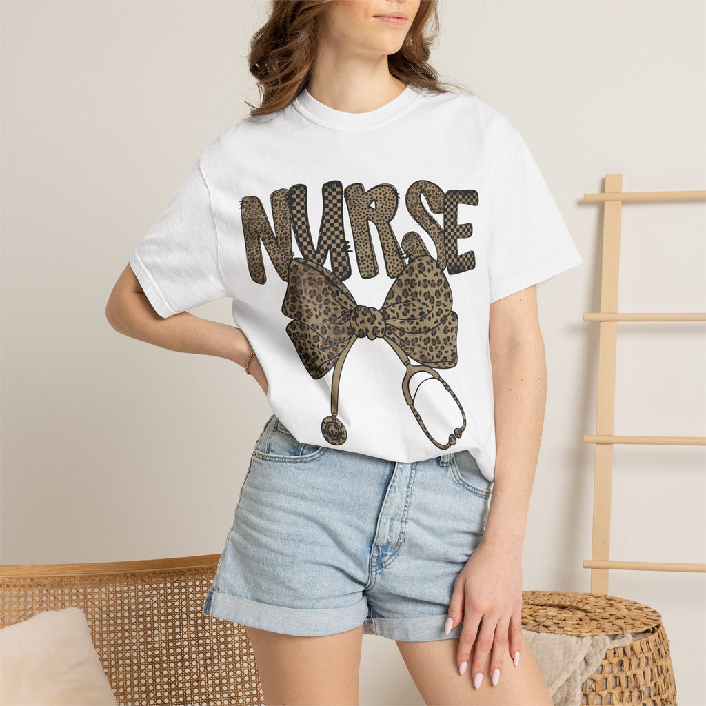 Nurse Leopard Print Stethoscope T-Shirt