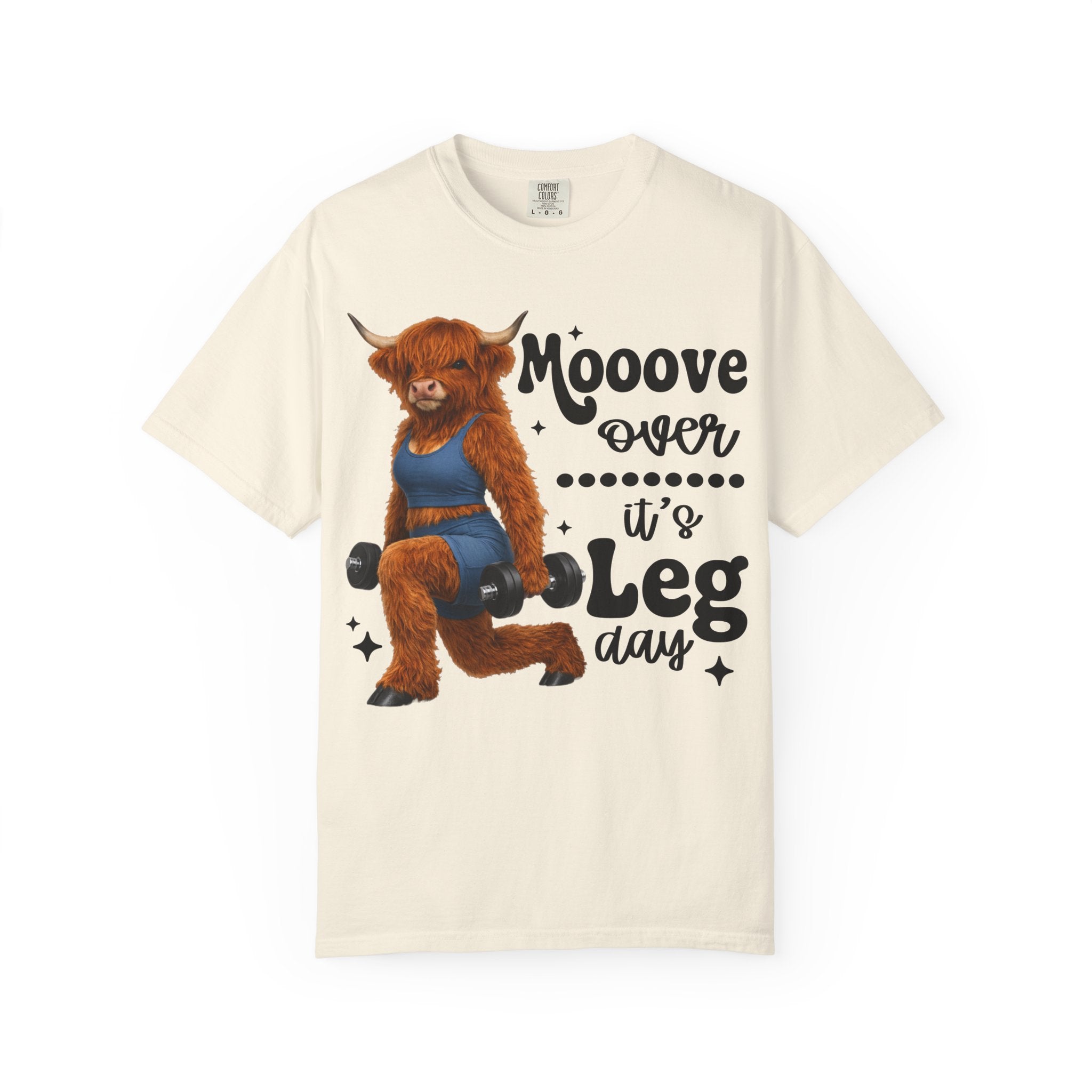 Leg Day Cow Graphic T-Shirt — "Mooove Over It's Leg Day" Funny Gym Tee